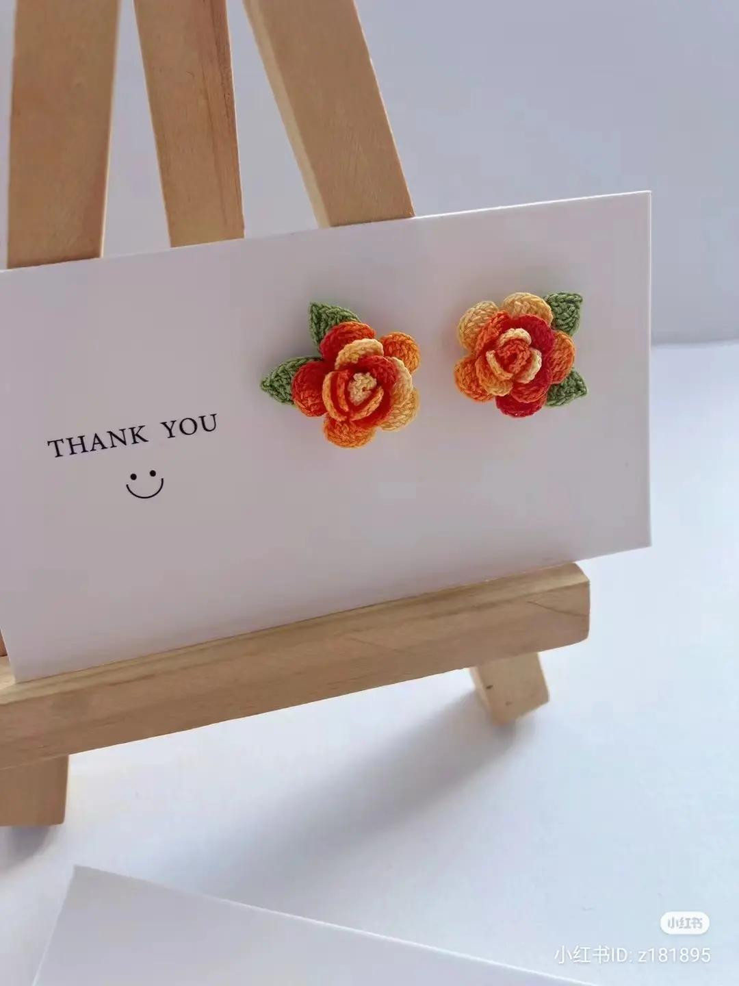 Handwritten Crochet Pattern for Mini Rose Flower Earrings