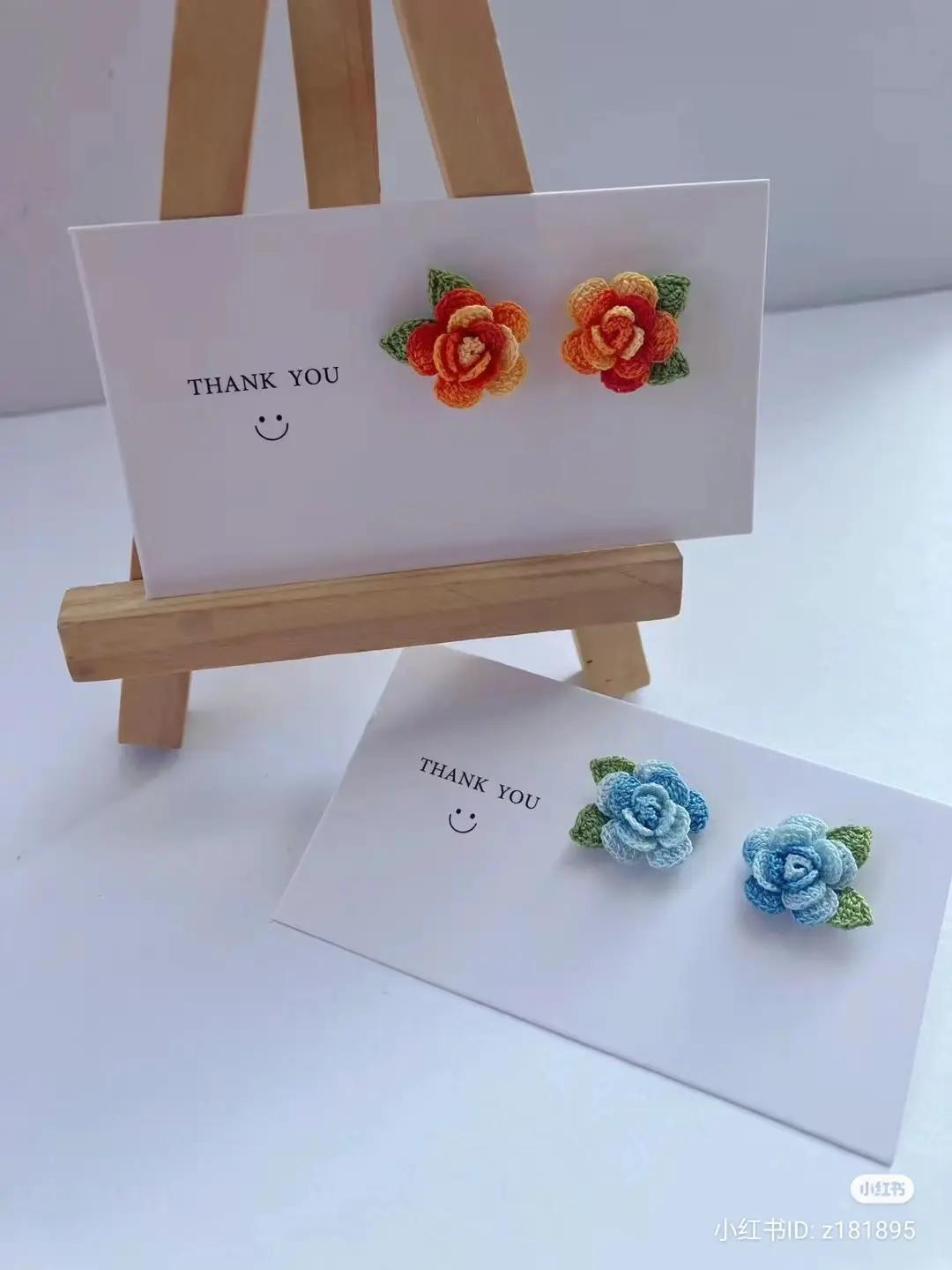 Handwritten Crochet Pattern for Mini Rose Flower Earrings