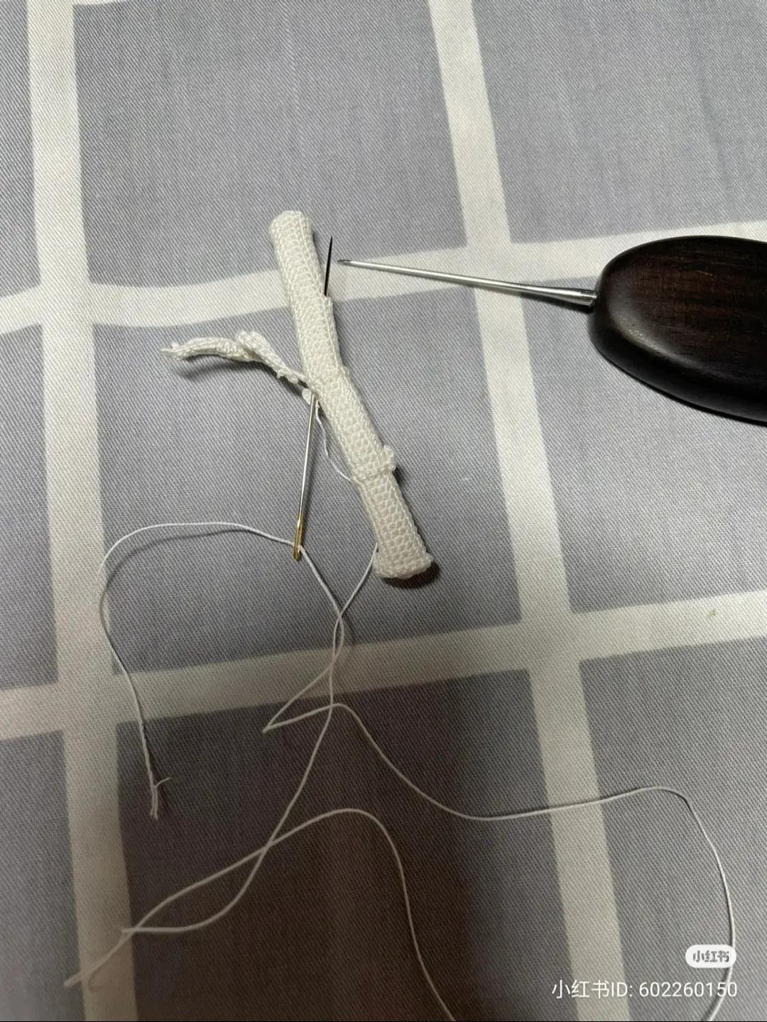 Handwritten Crochet Pattern for Miniature Green Bamboo Stalks with Leaves