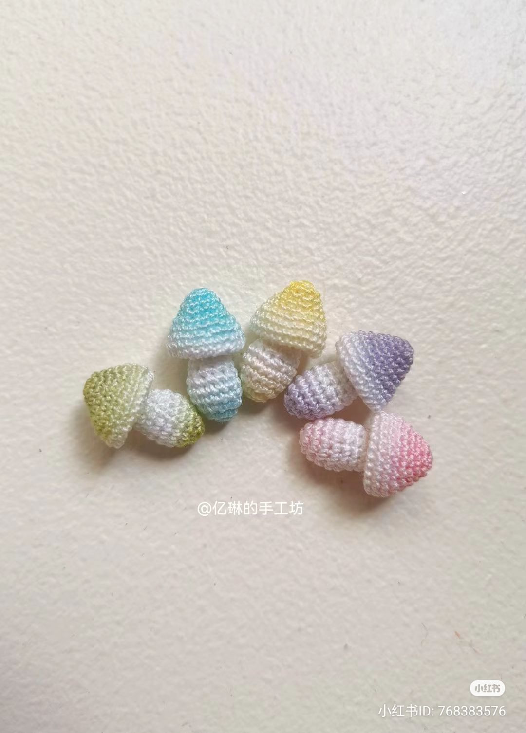 Handwritten Crochet Pattern for Pastel Mini Mushrooms