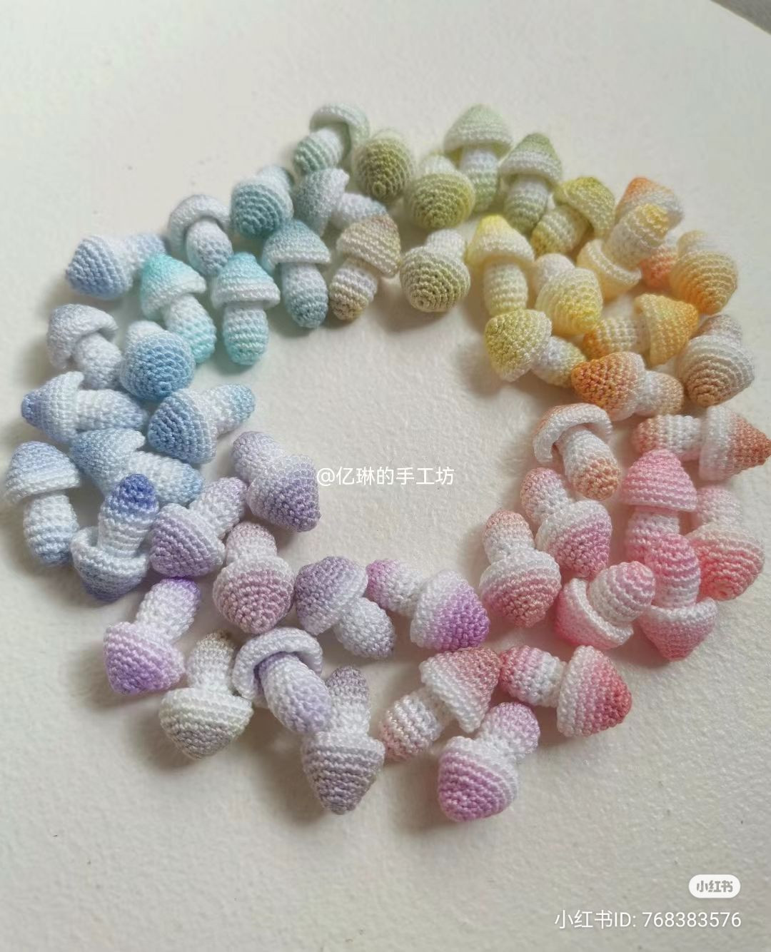 Handwritten Crochet Pattern for Pastel Mini Mushrooms