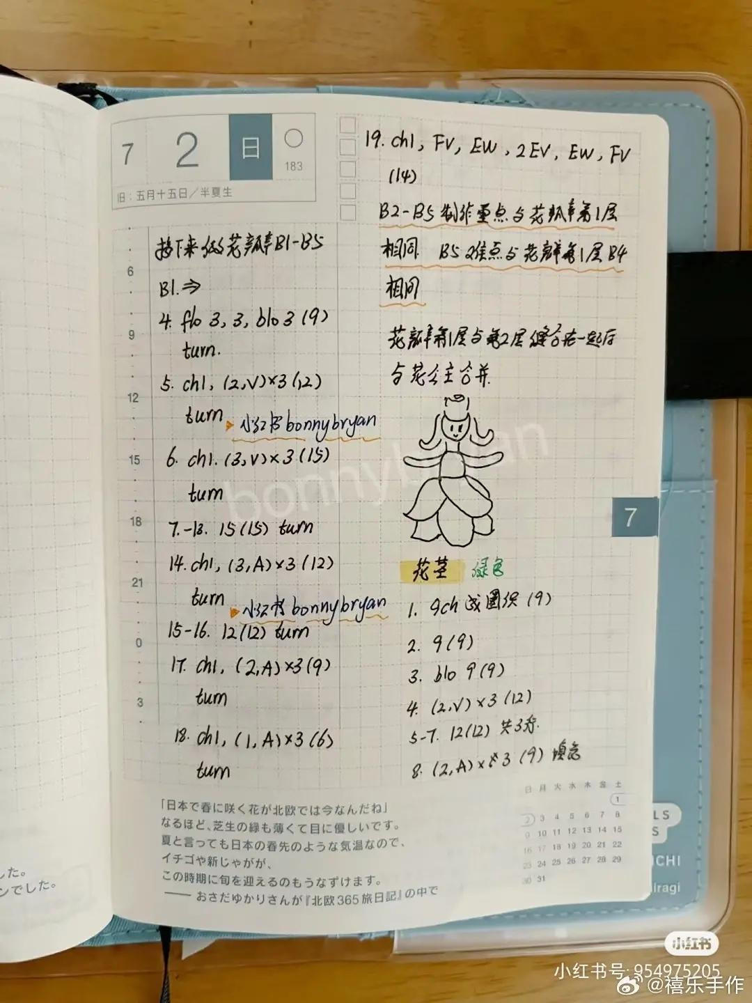 Handwritten Crochet Pattern for Rose Princess and Cat Pot