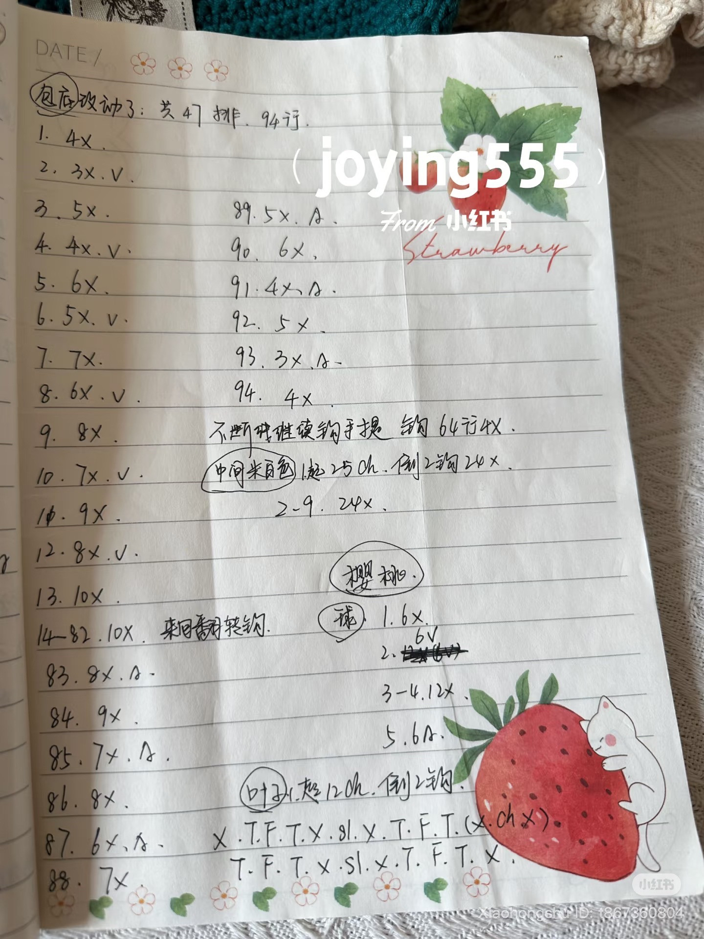 Handwritten Crochet Pattern for Teal Vintage Cherry Bag