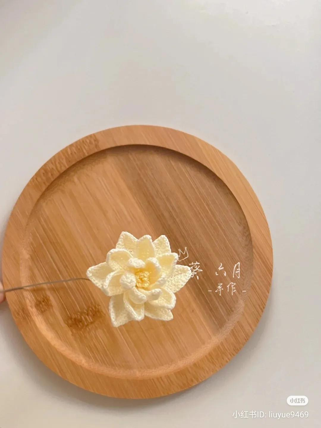 Handwritten Crochet Pattern for Yellow Camellia Flower