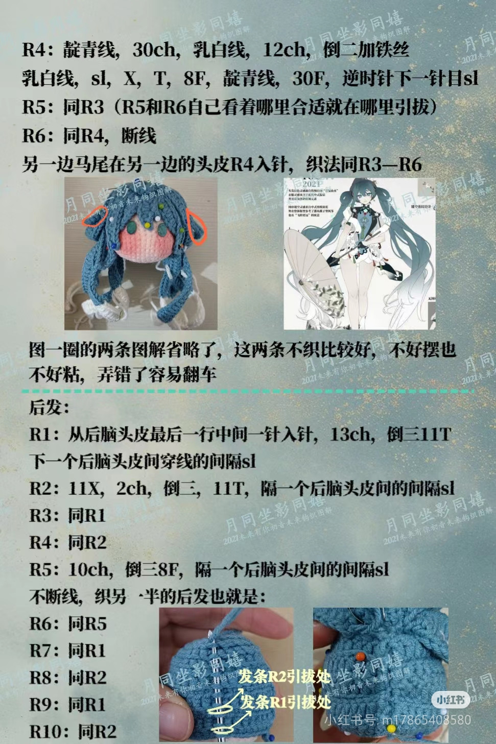 Hatsune Miku Crochet Doll Pattern: Scalp and Hair Tutorial