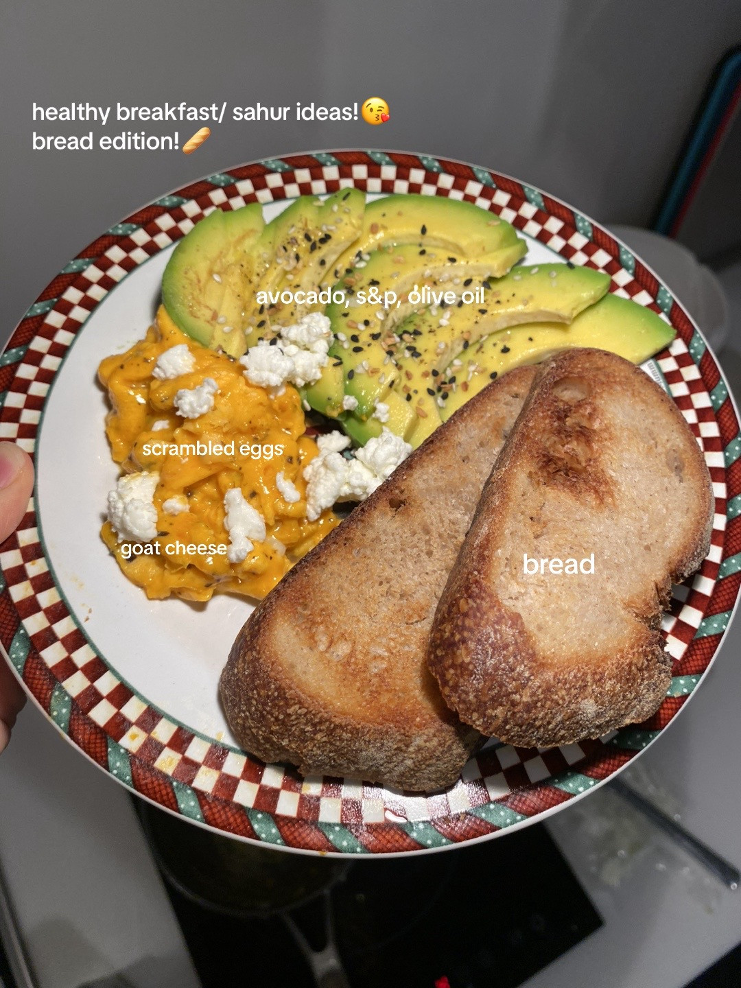 Healthy Breakfast Ideas: Avocado Toast with Scrambled Eggs, Soft Boiled Egg, and Kimchi Fried Egg