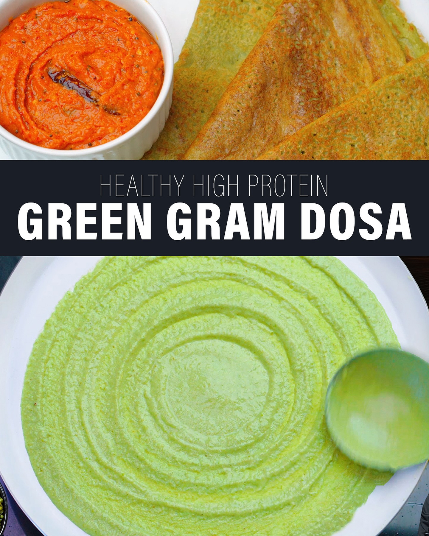 Healthy High Protein Green Gram Dosa Recipe with Ginger Chutney