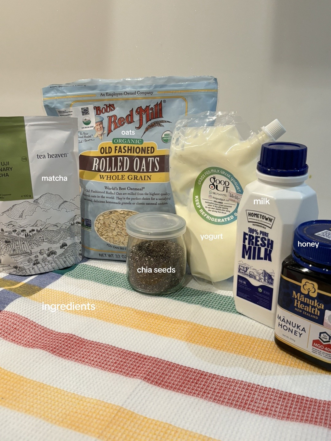 Healthy Matcha Tiramisu Overnight Oats Recipe with Chia Seeds, Yogurt and Goji Berries