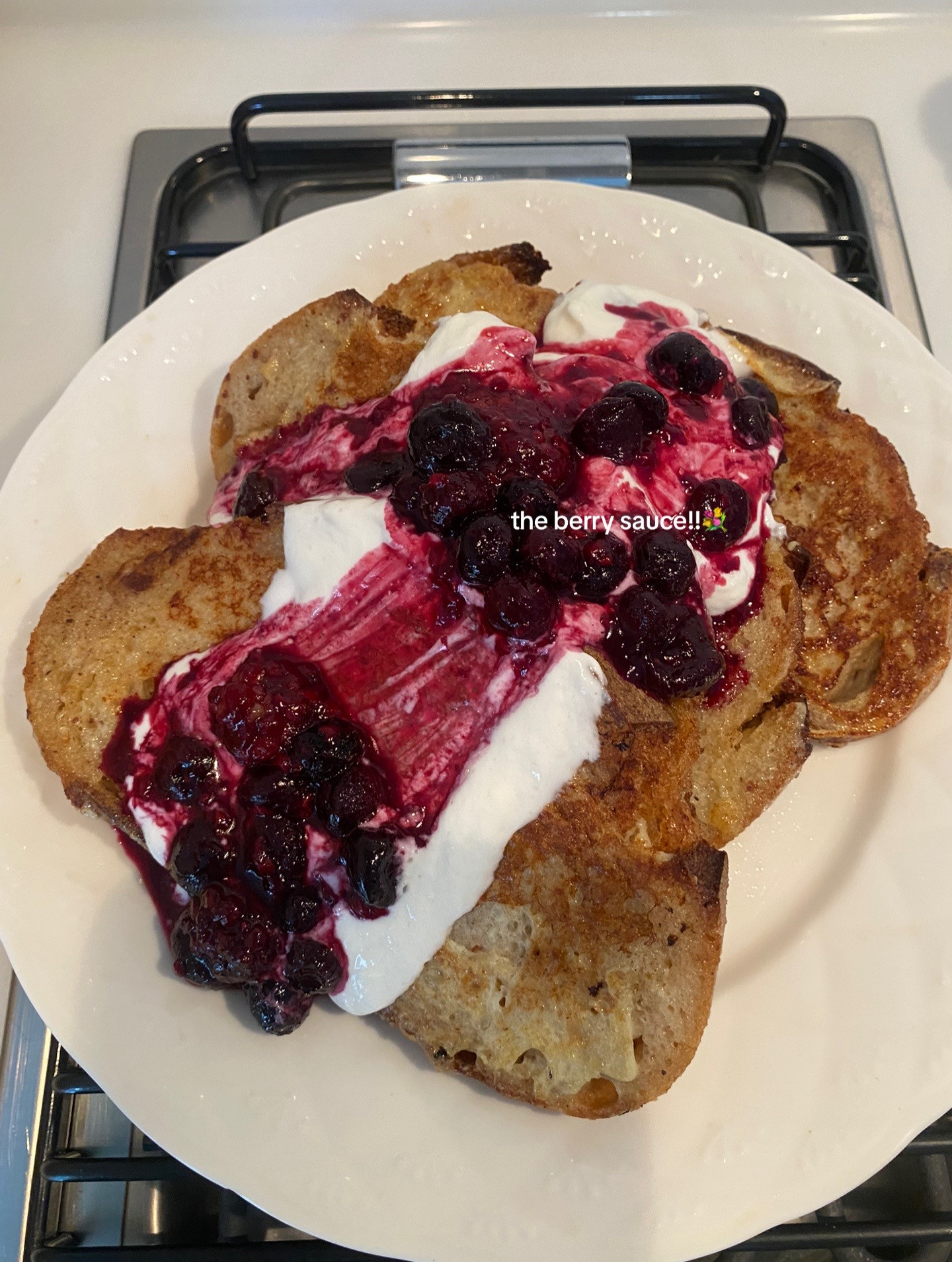 Healthy Sourdough French Toast with Greek Yogurt and Berry Sauce