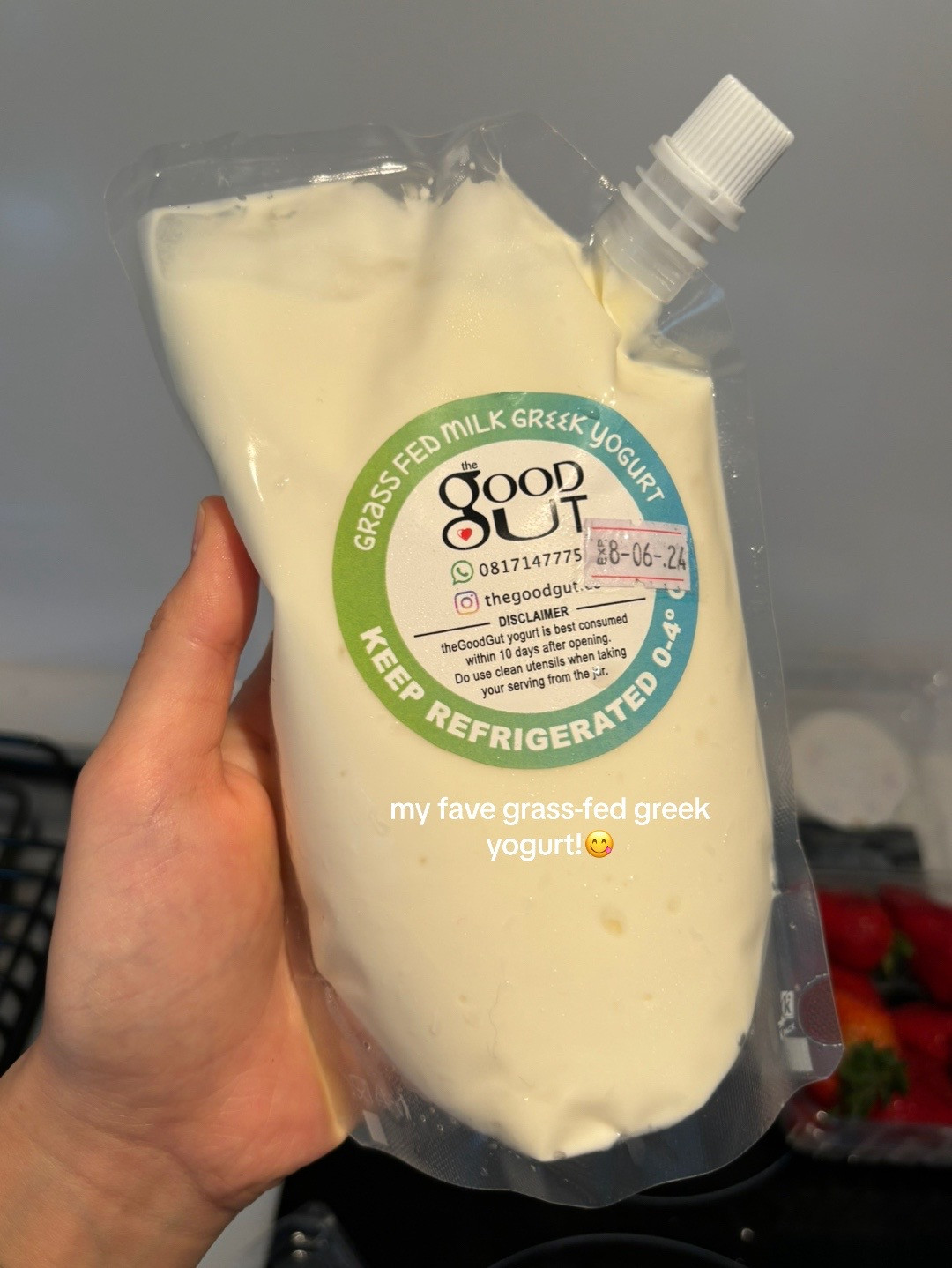 Healthy Yogurt Granola Bowl with Banana, Strawberries, Blueberries and Kiwi