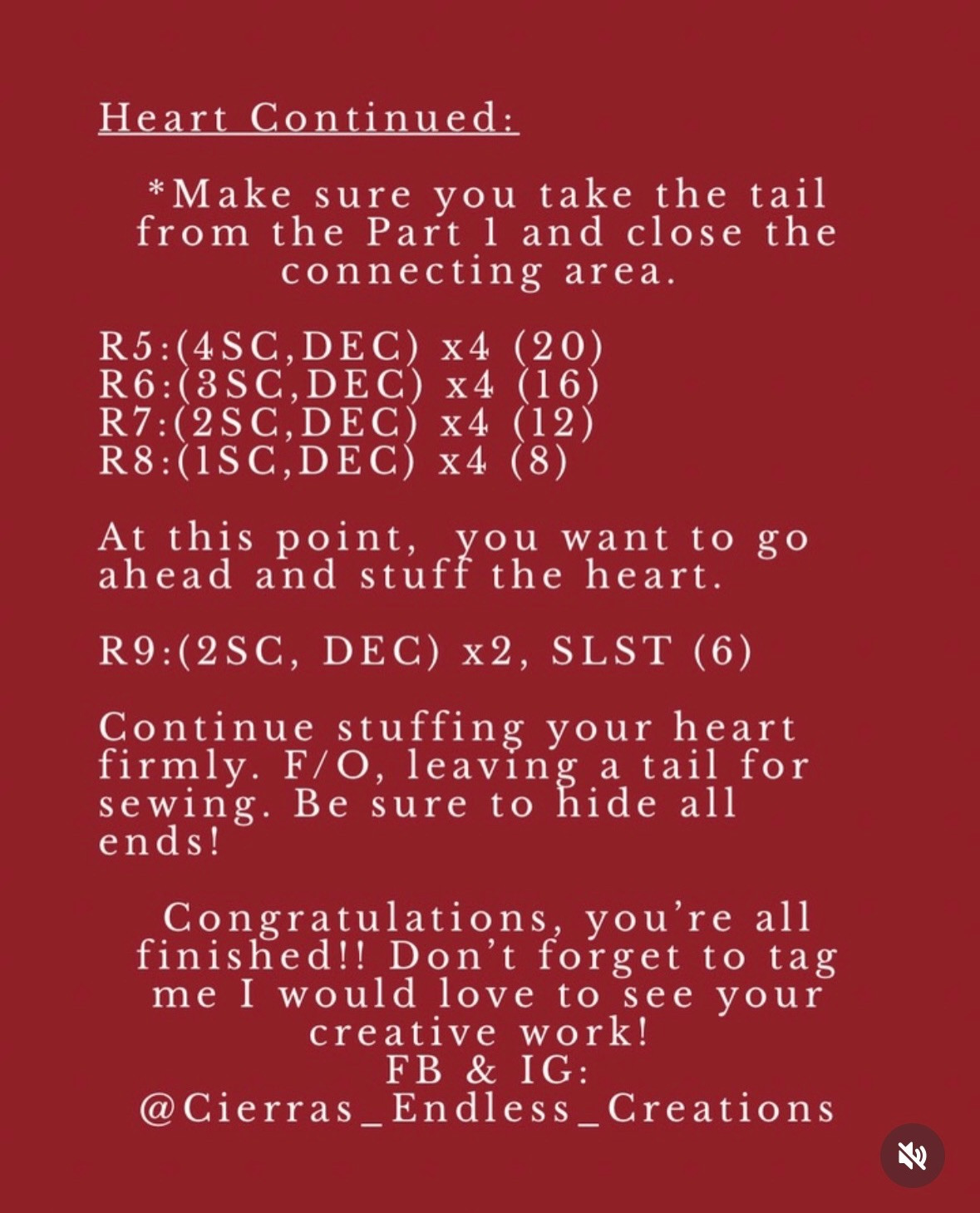 Heart Crochet Pattern by Cierra Spitler: Free Amigurumi Heart Instructions with Red, White, and Pink Yarn