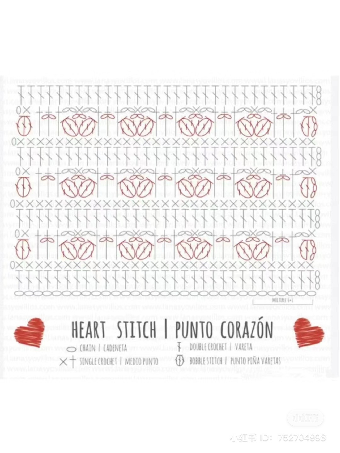 Heart Stitch Crochet Chart - Free Pattern for Cute Tote Bag with Bobble Hearts