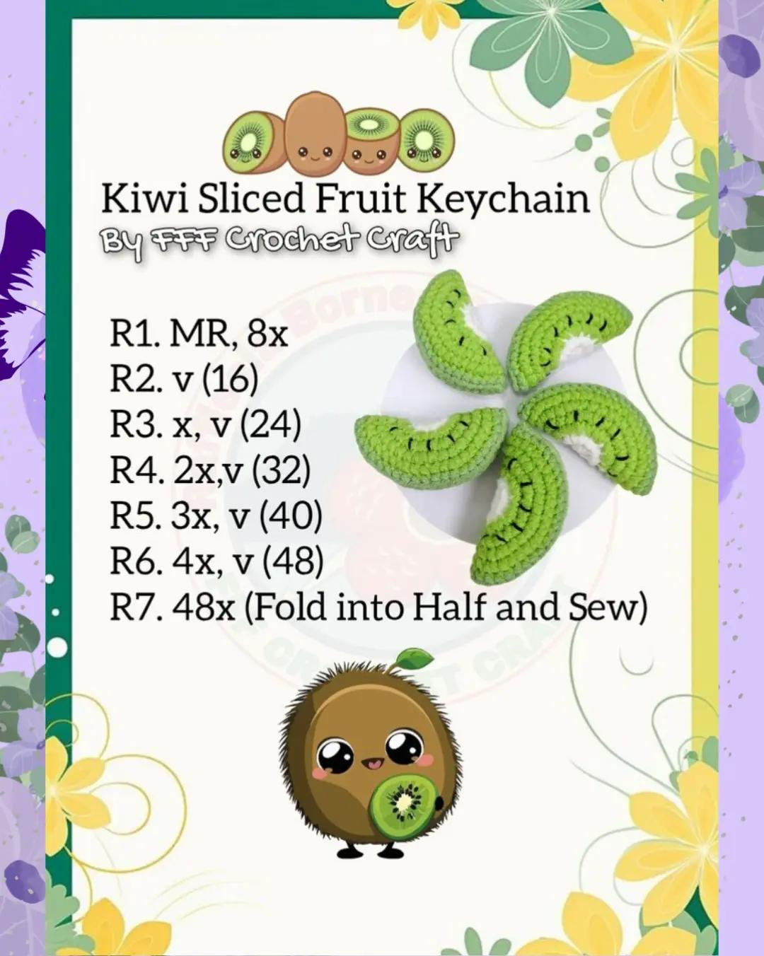 Himpunan Chart Móc Len Trái Cây Dễ Thương: Măng Cụt, Xoài, Kiwi, Lê, Dứa