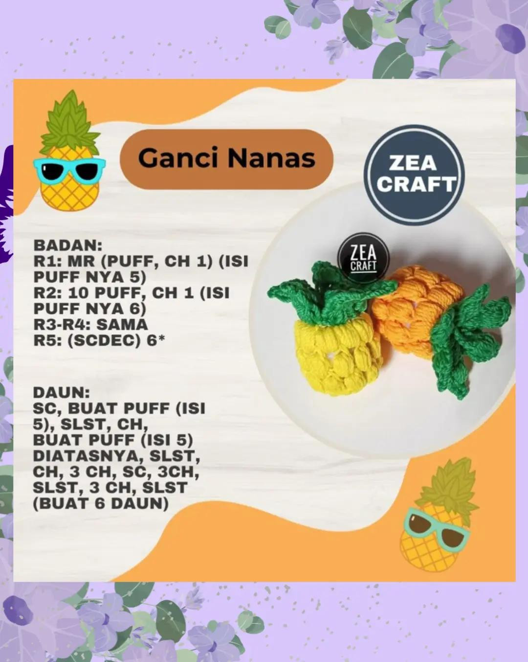 Himpunan Chart Móc Len Trái Cây Dễ Thương: Măng Cụt, Xoài, Kiwi, Lê, Dứa