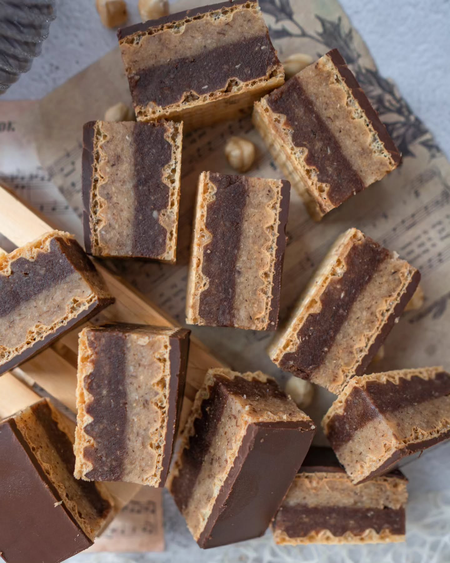 Homemade Bajadera Chocolate Wafer Cookies with Hazelnuts and Almonds