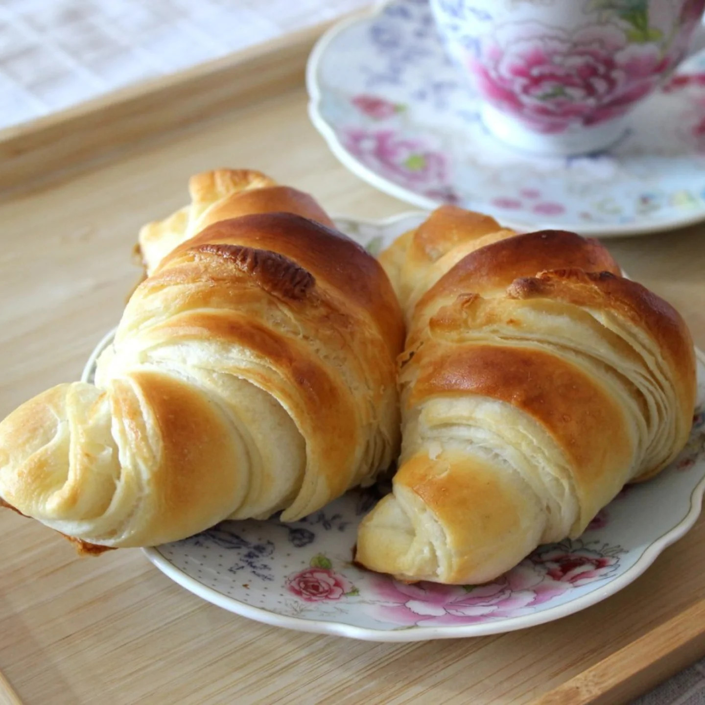 Homemade Flaky Croissants with Cream Filling