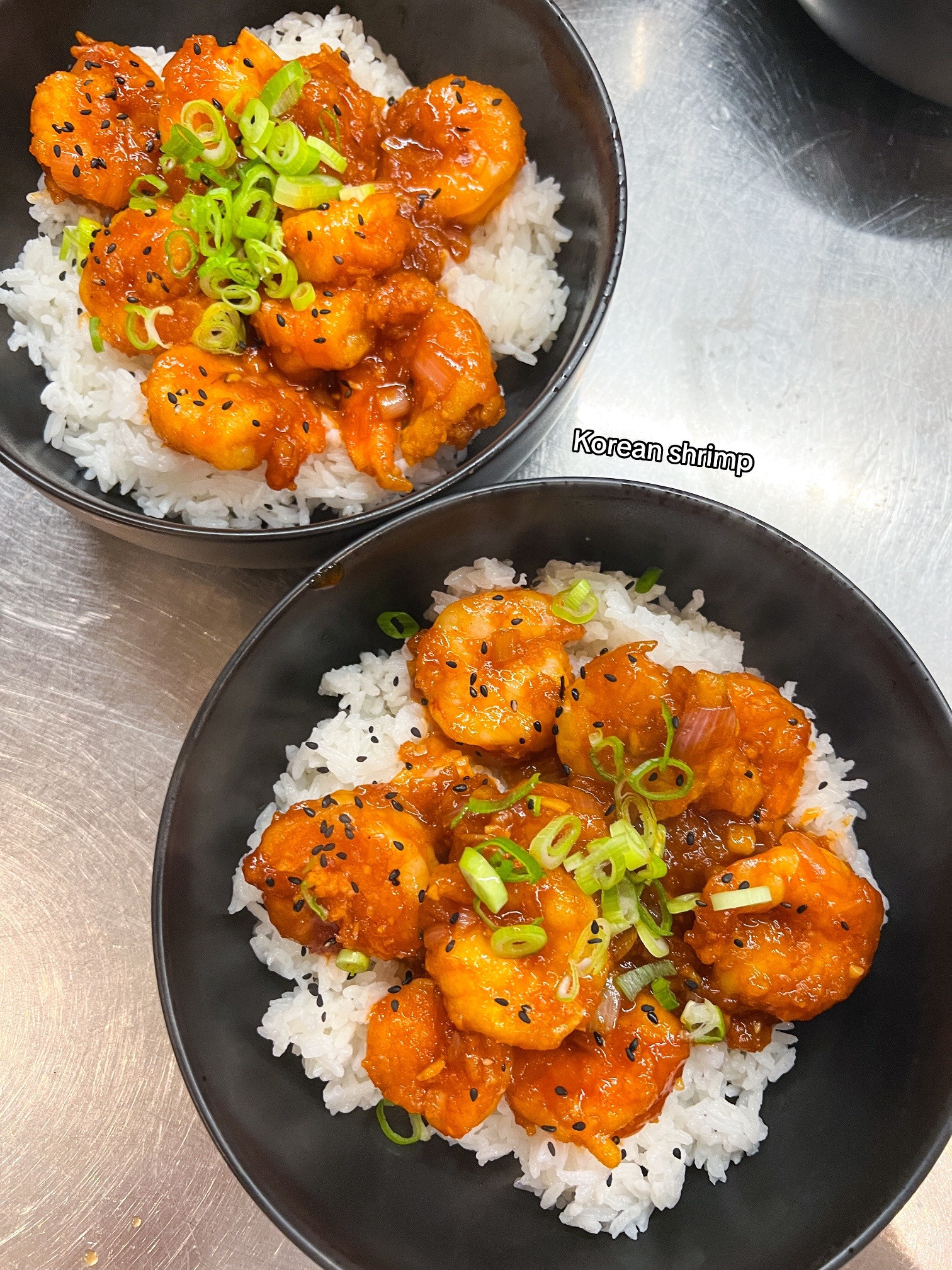 Homemade food recipes collection: sweet and sour chicken, tomato pasta with bacon, creamy tomato soup with grilled cheese, and Korean shrimp over rice