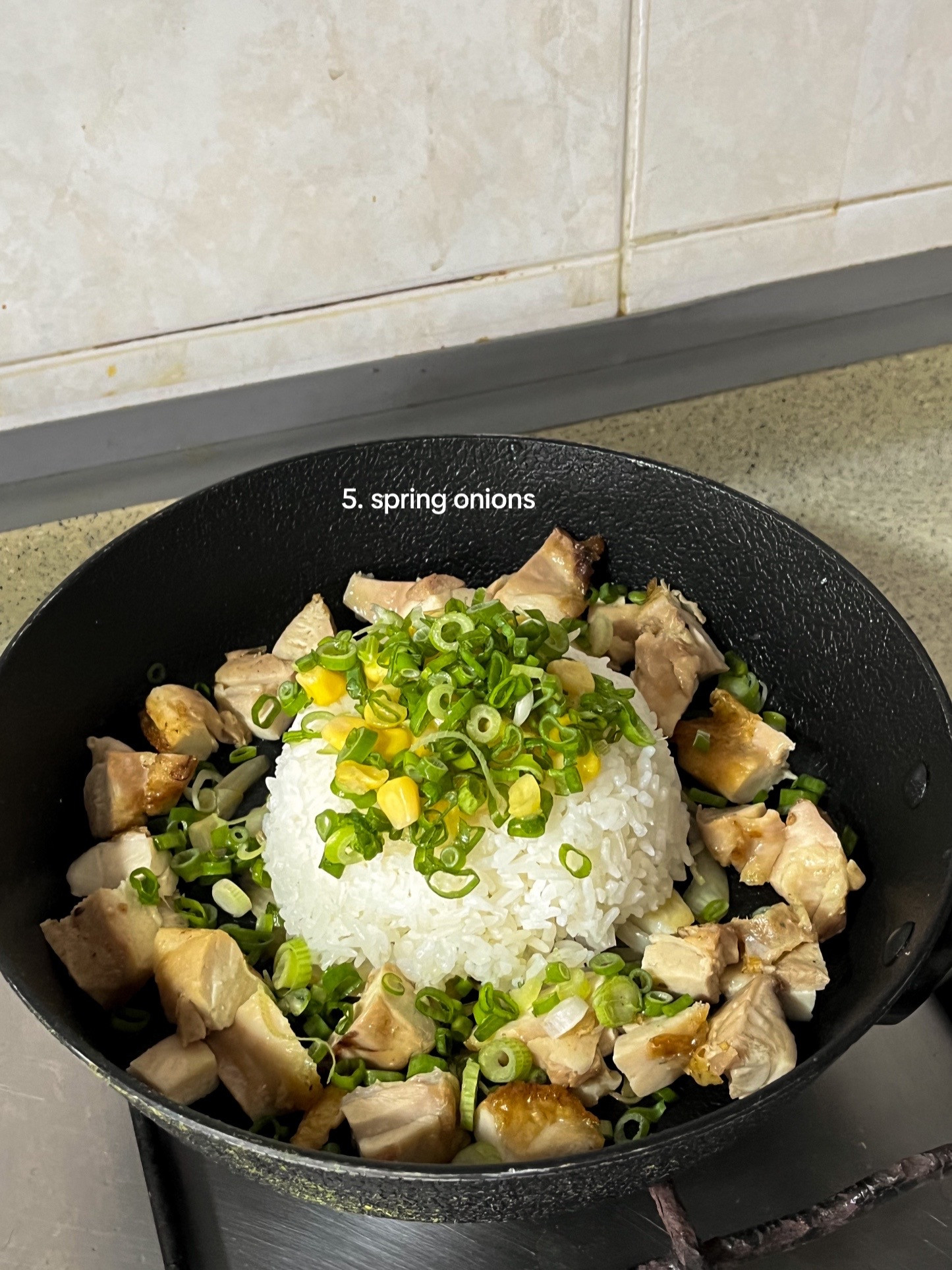 Homemade Pepper Lunch with Chicken Thigh, Caramelized Onions, and Garlic Chips Recipe