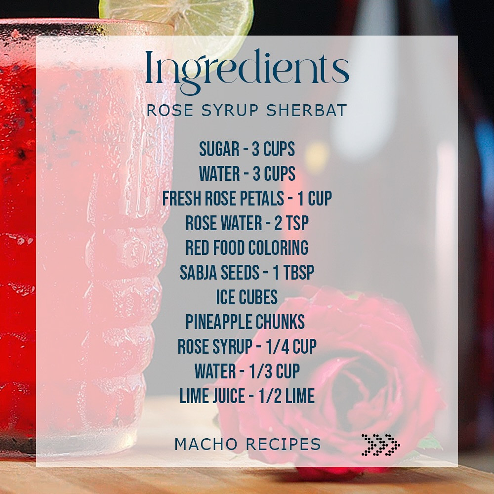 Homemade Rose Syrup Sherbet - Bombay Sweet Original Recipe for Ramadan Iftar