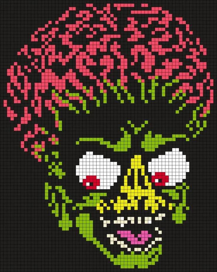 Horror Movie Pixel Charts: Jason, Ghostface, Chucky, Beetlejuice, and The Exorcist for Crochet