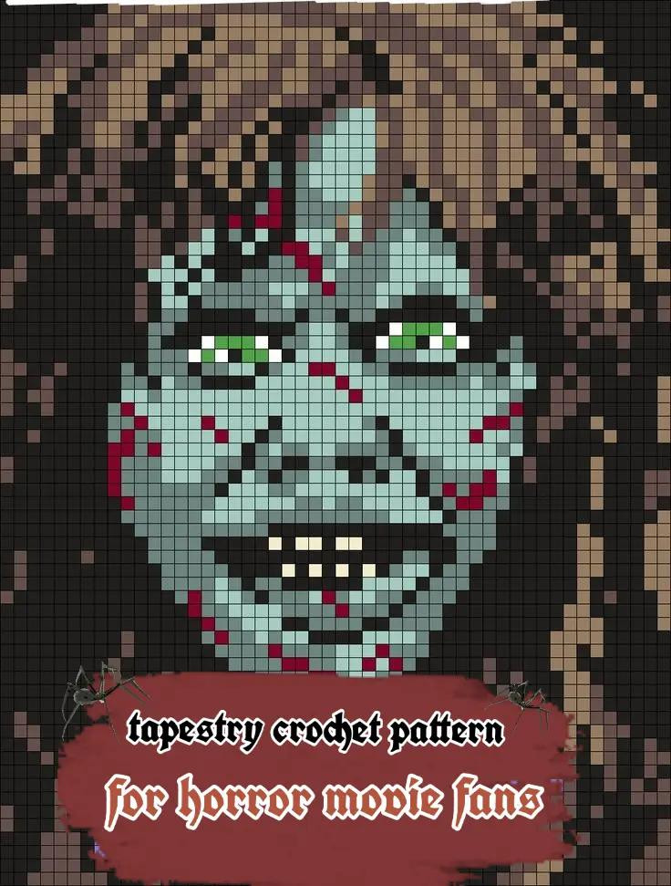 Horror Movie Pixel Charts: Jason, Ghostface, Chucky, Beetlejuice, and The Exorcist for Crochet