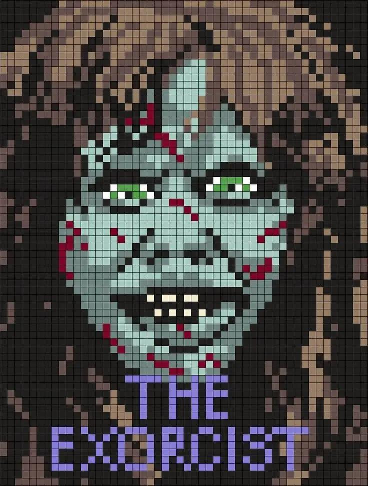 Horror Movie Pixel Charts: Jason, Ghostface, Chucky, Beetlejuice, and The Exorcist for Crochet