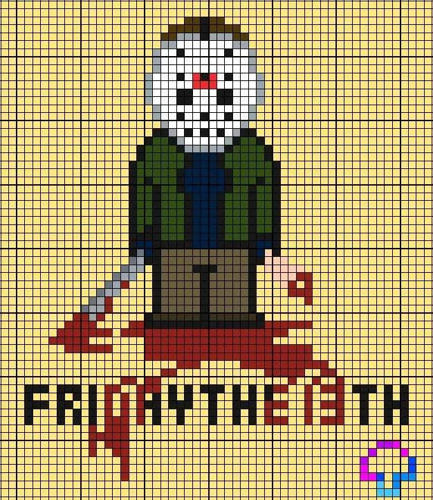 Horror Movie Pixel Charts: Jason, Ghostface, Chucky, Beetlejuice, and The Exorcist for Crochet