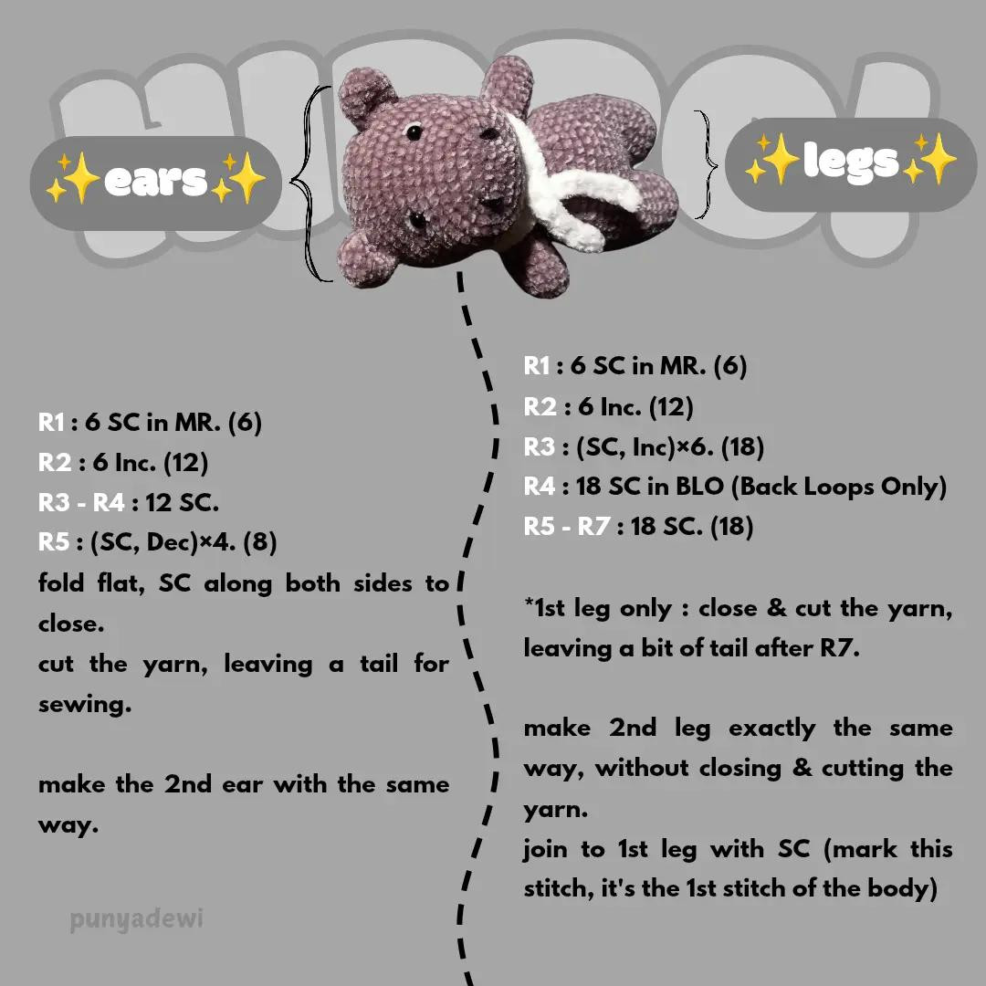 How to Crochet Cute Grey Hippo Amigurumi Doll