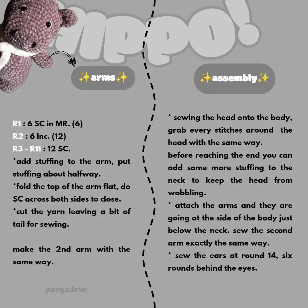 How to Crochet Cute Grey Hippo Amigurumi Doll