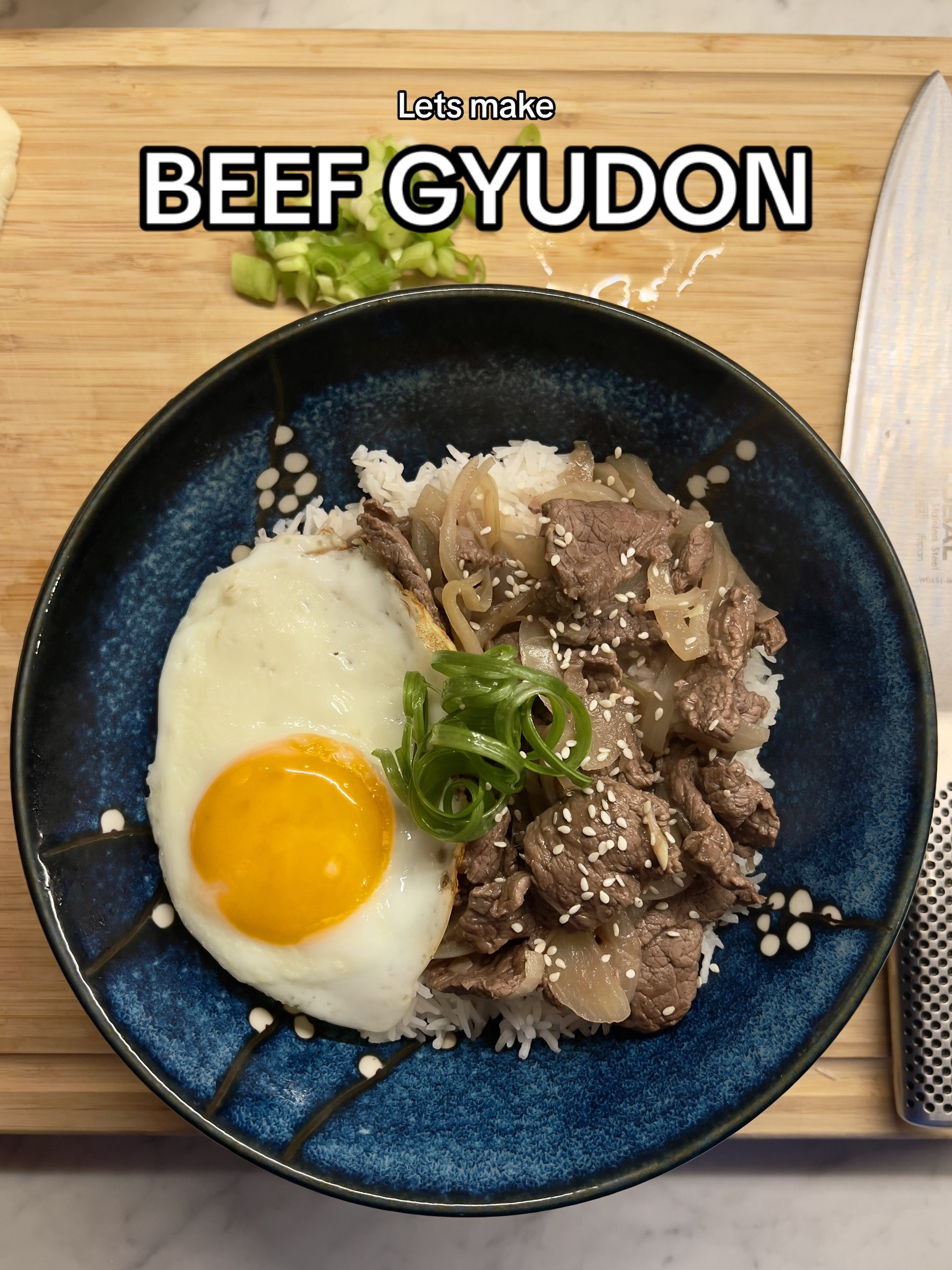 How to make Beef Gyudon with egg, onions and rice