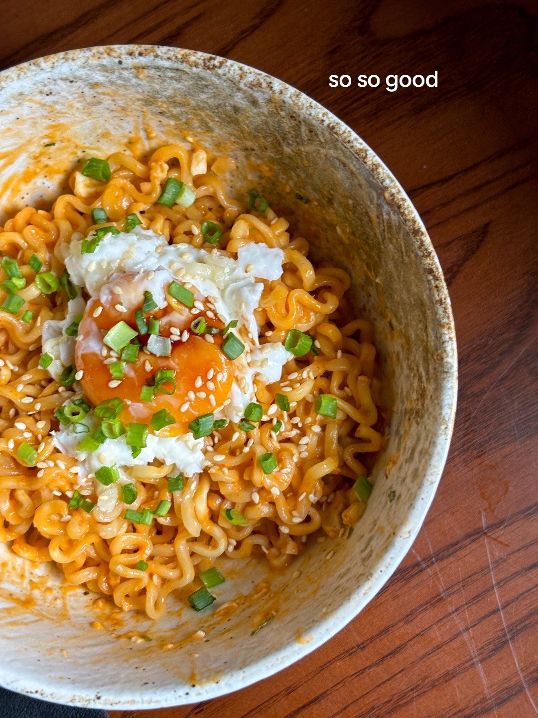 How to make Buldak Rose Ramen with lime, egg and green onions