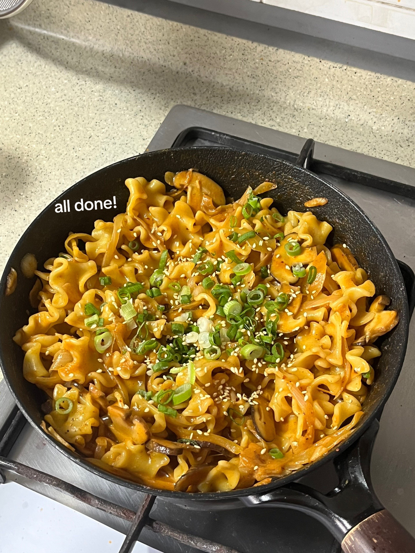 How to make creamy gochujang pasta with shiitake mushrooms and soft boiled egg