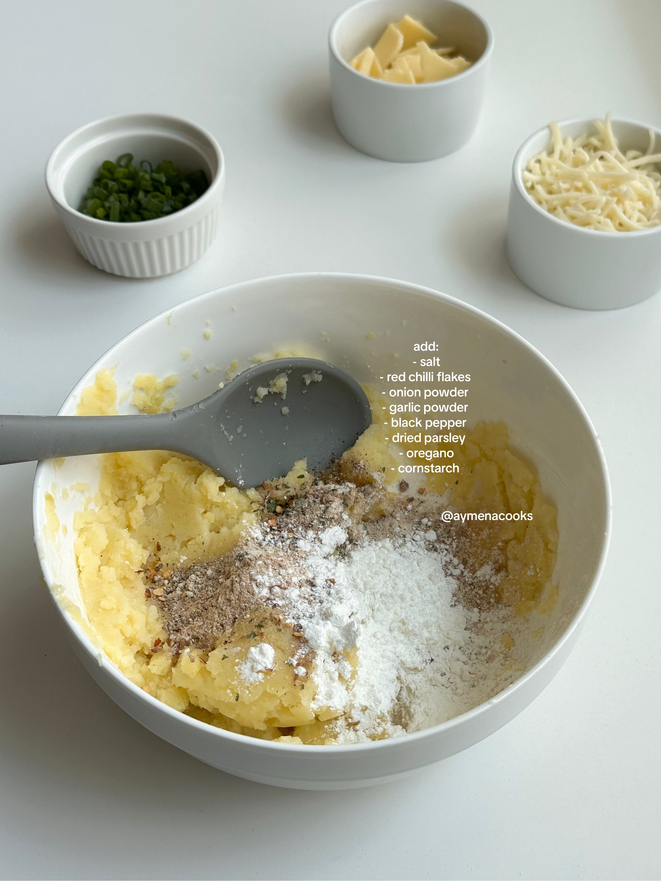 How to make crispy cheese and potato balls recipe with mashed potatoes, spices, spring onions and dipping sauce