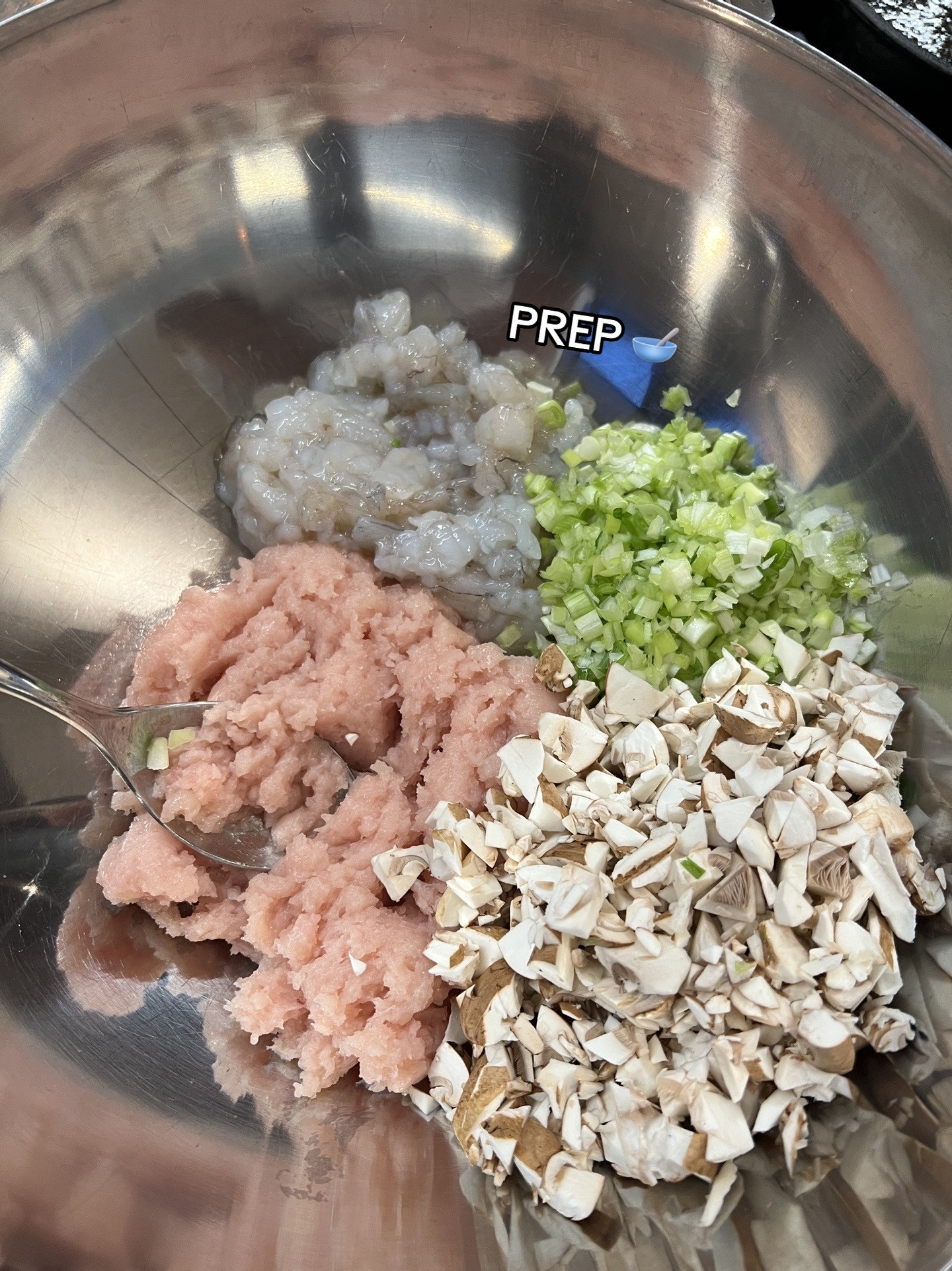 How to Make Homemade Gyoza: Mincing Chicken, Chopping Prawn and Scallion Ingredients