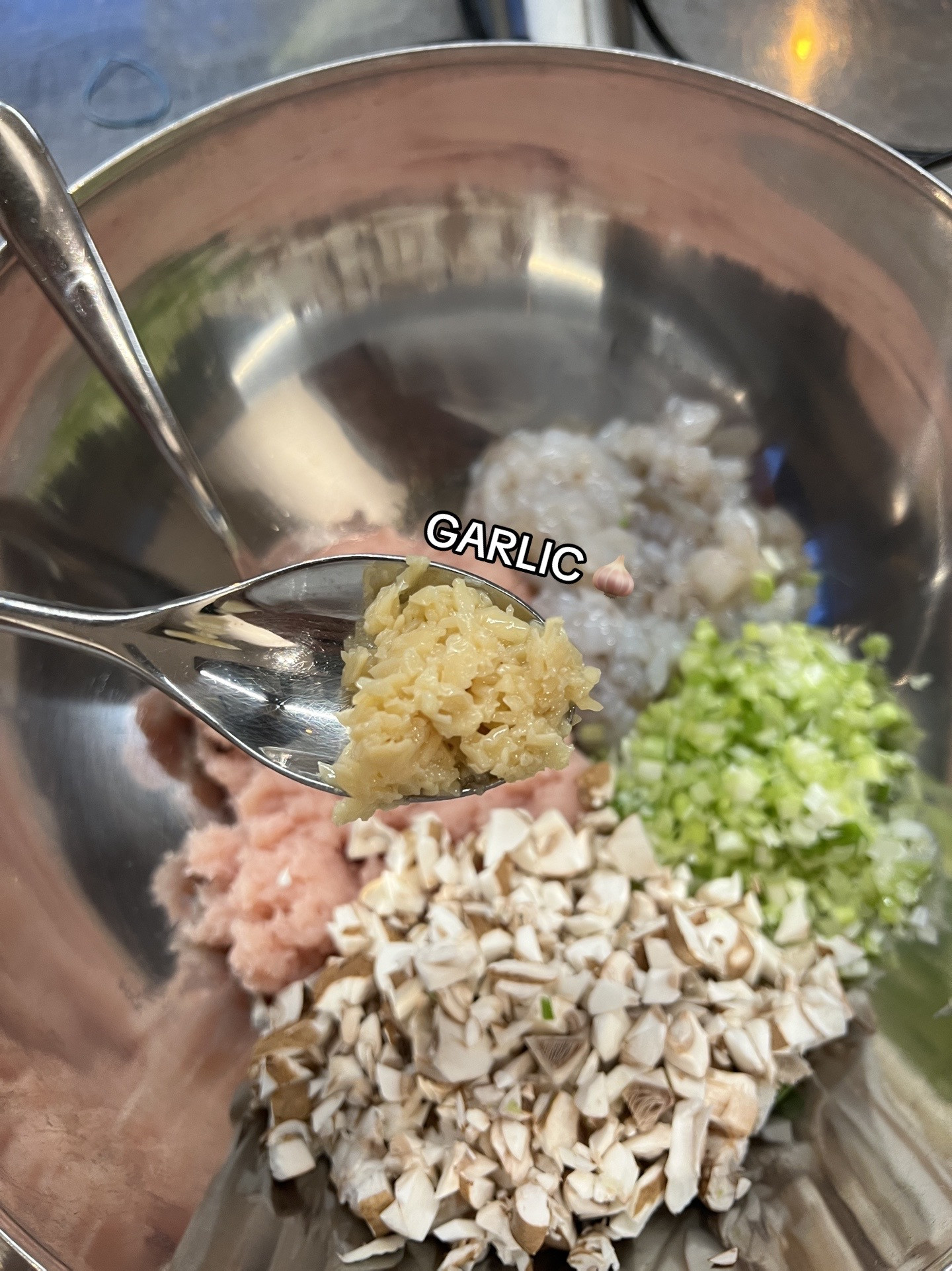 How to Make Homemade Gyoza: Mincing Chicken, Chopping Prawn and Scallion Ingredients