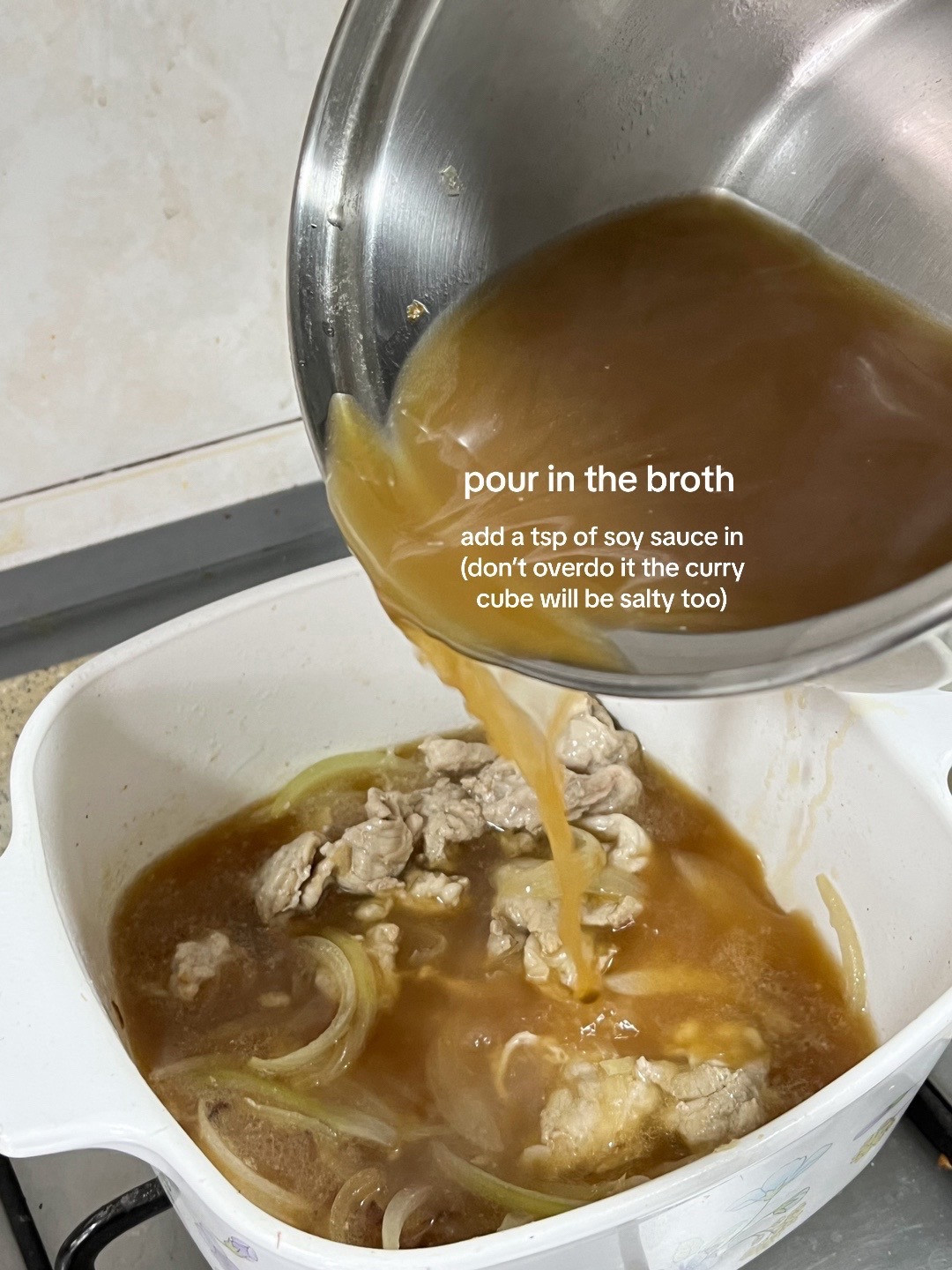 How to make Japanese curry udon with homemade dashi broth, pork, and egg