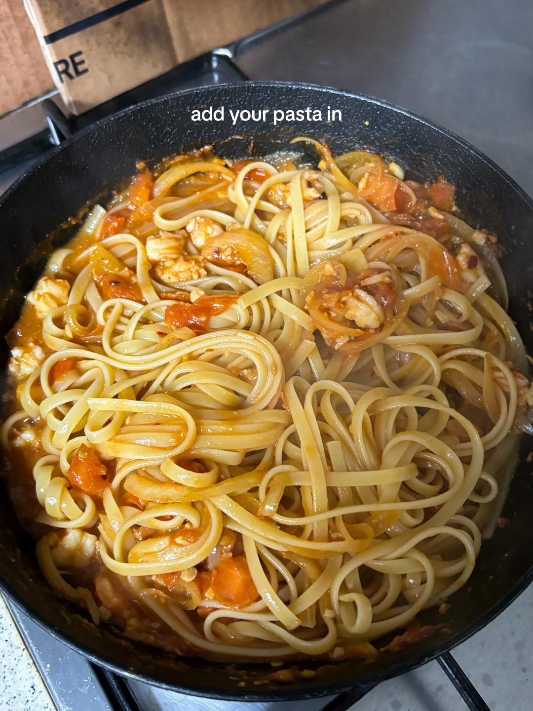 How to make miso tomato linguine with prawns