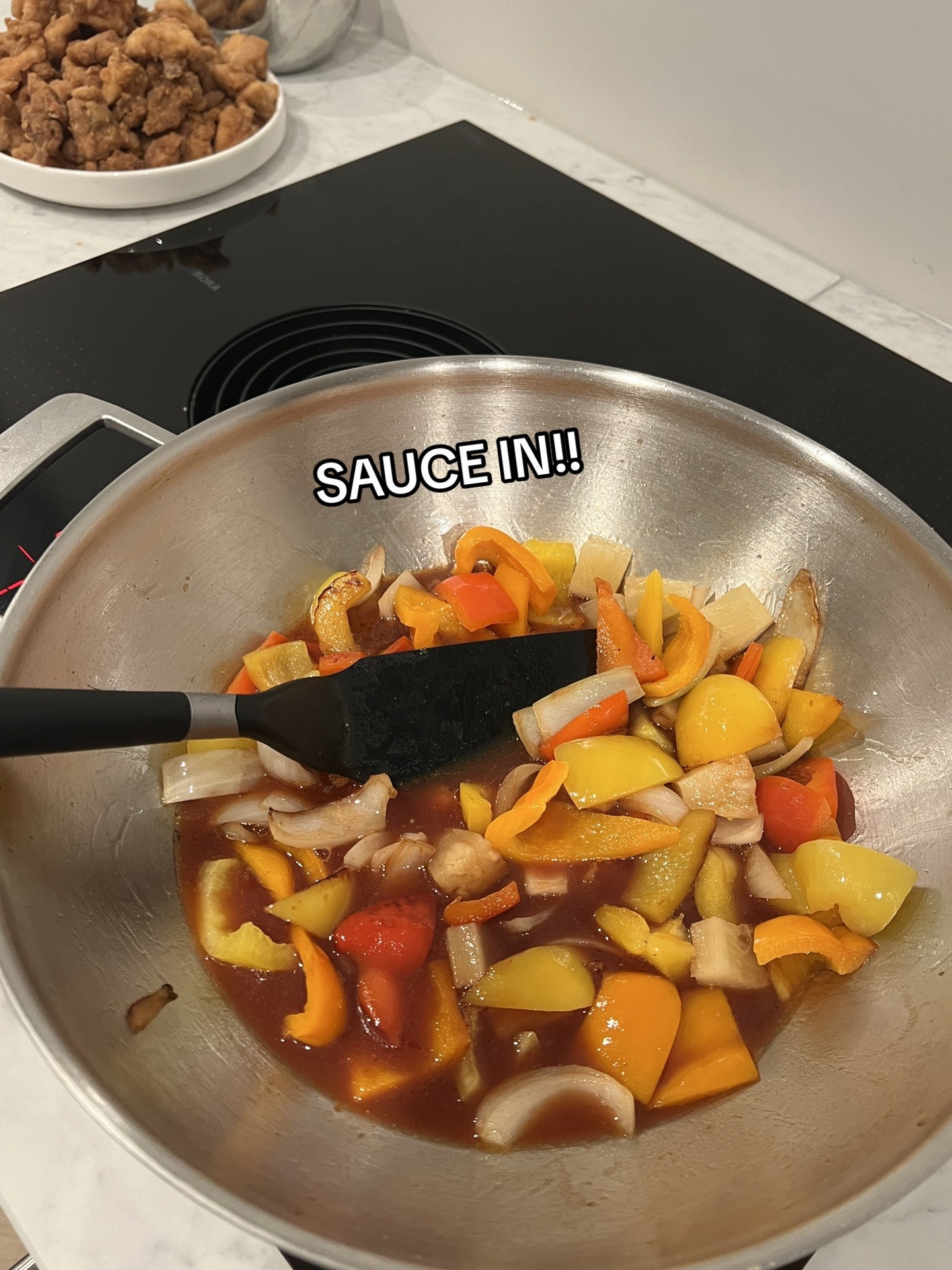 How to make Sweet & Sour Chicken Just like takeout with chicken thigh, bell peppers, pineapple and soy sauce