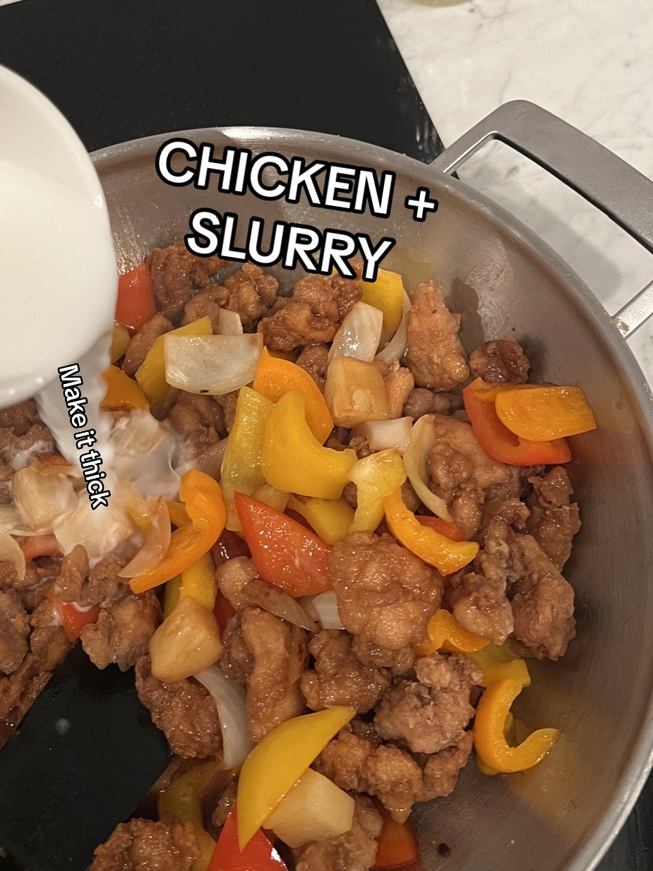 How to make Sweet & Sour Chicken Just like takeout with chicken thigh, bell peppers, pineapple and soy sauce