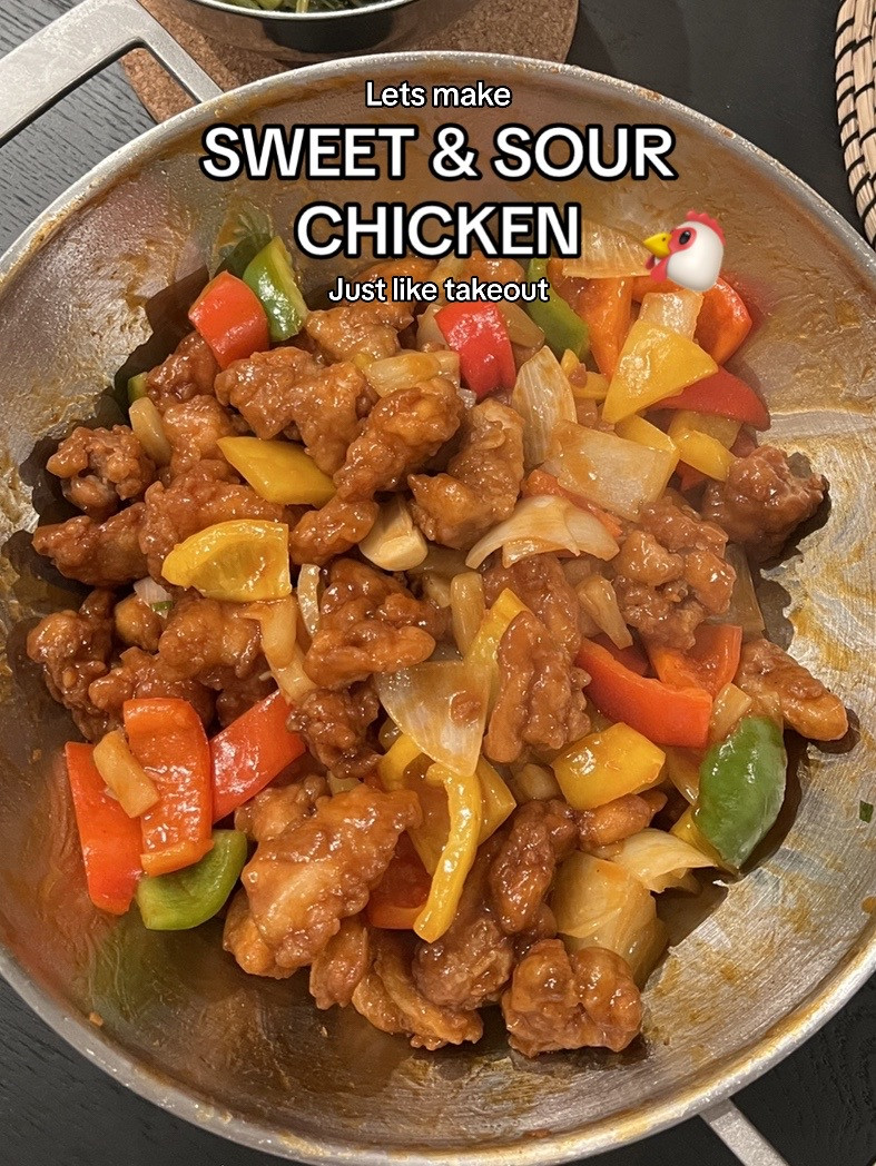 How to make Sweet & Sour Chicken Just like takeout with chicken thigh, bell peppers, pineapple and soy sauce