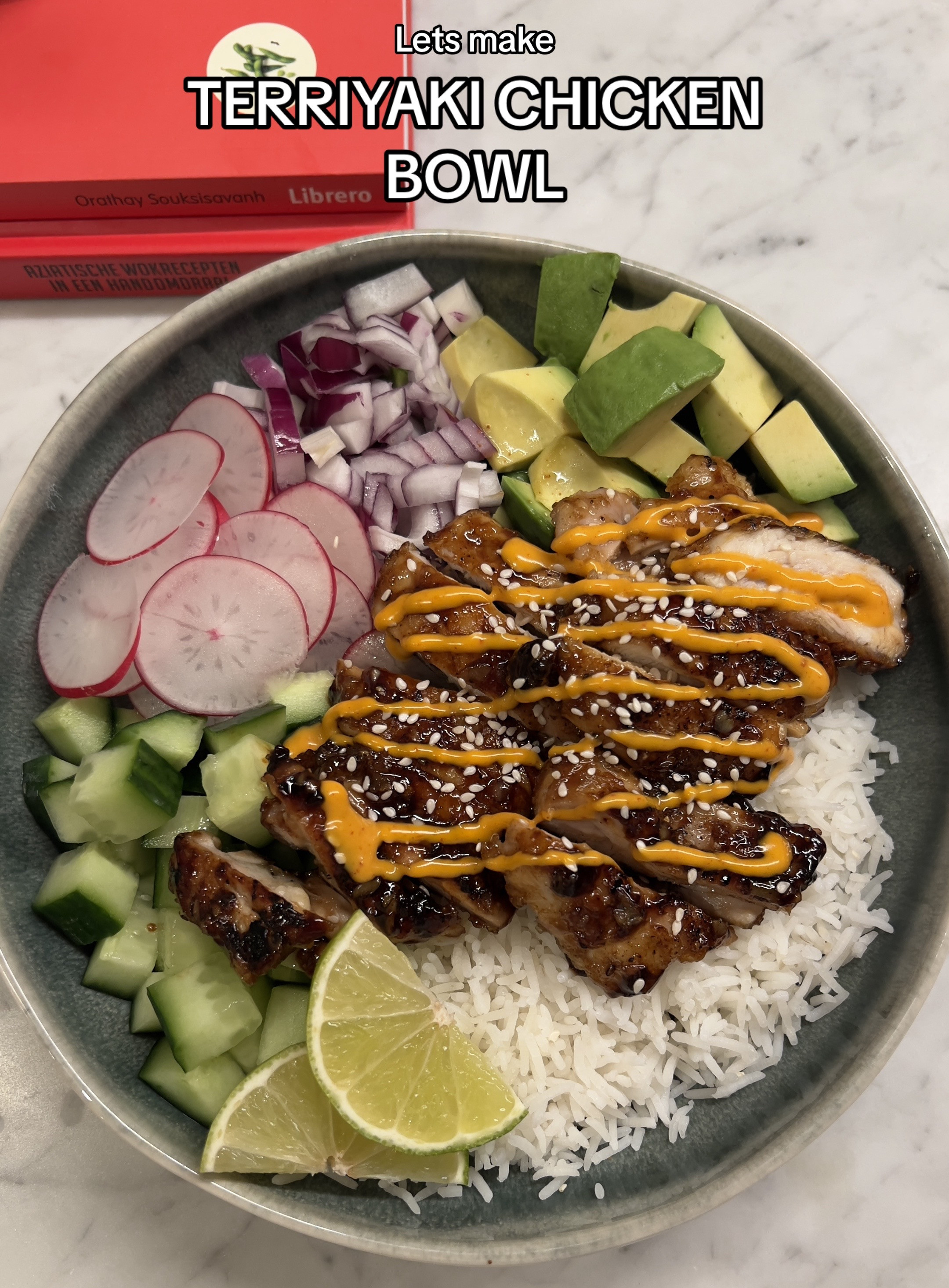 How to make Teriyaki Chicken Bowl with avocado, cucumber and radish