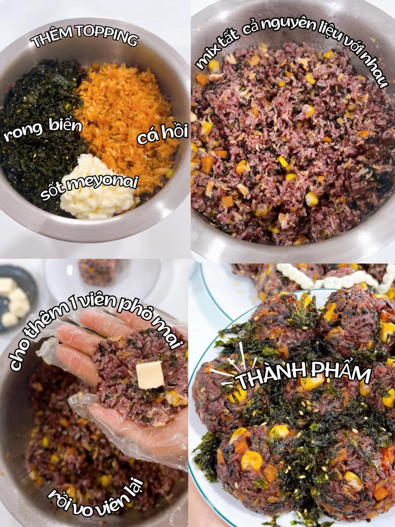 Hướng dẫn cách làm cơm nắm cá hồi ngon tuyệt