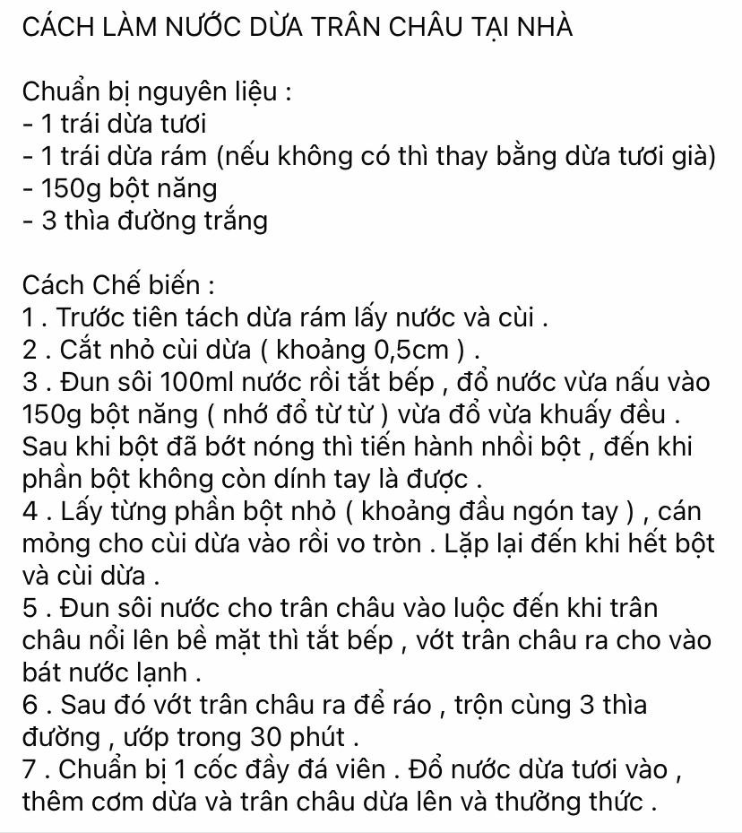 Hướng dẫn cách làm nước dừa trân châu tại nhà với nguyên liệu đơn giản và chi tiết