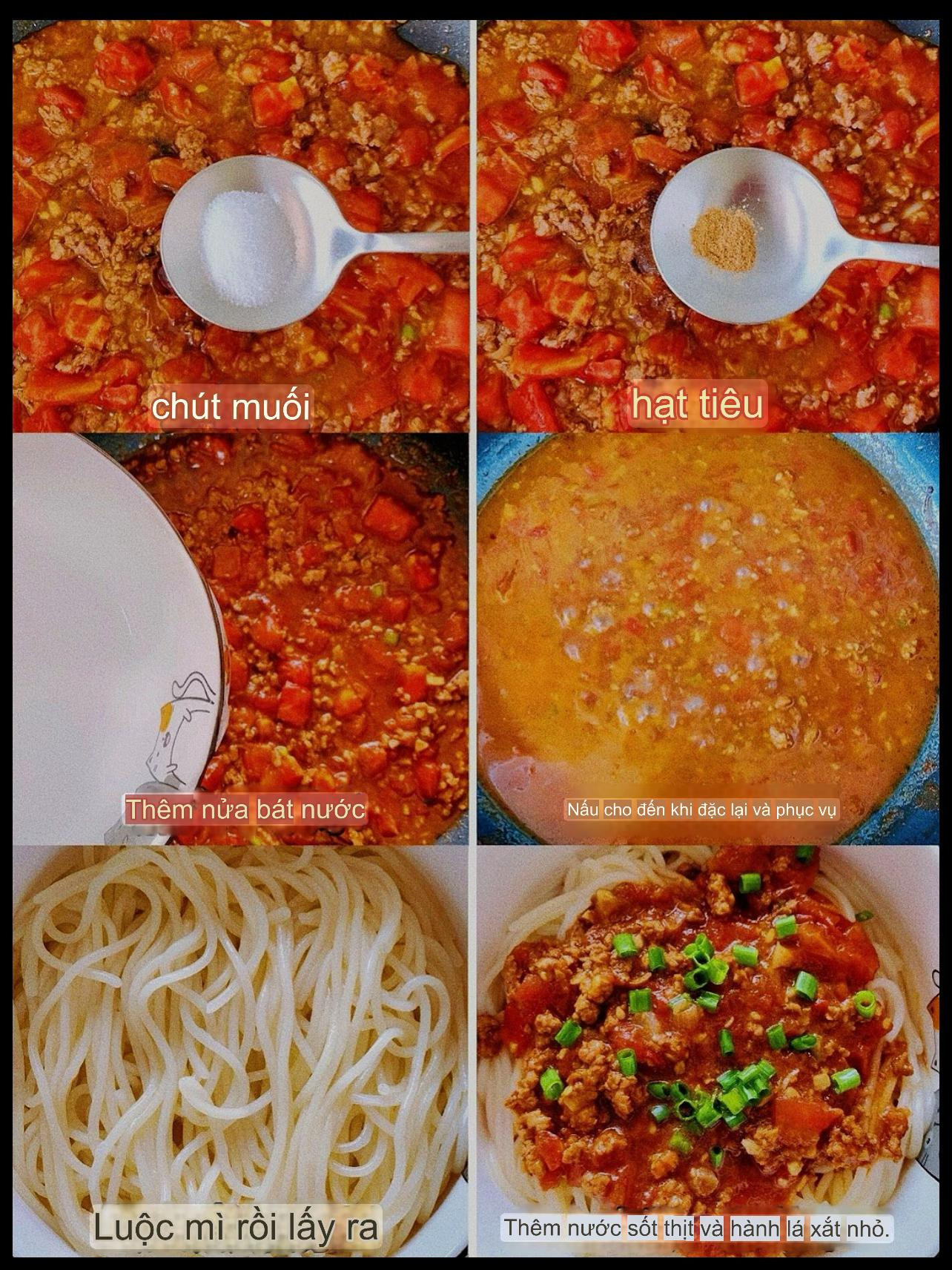 Hướng dẫn chi tiết cách làm Mỳ Ý sốt cà chua Bolognese với thịt băm, khoai tây và cà chua thái hạt lựu