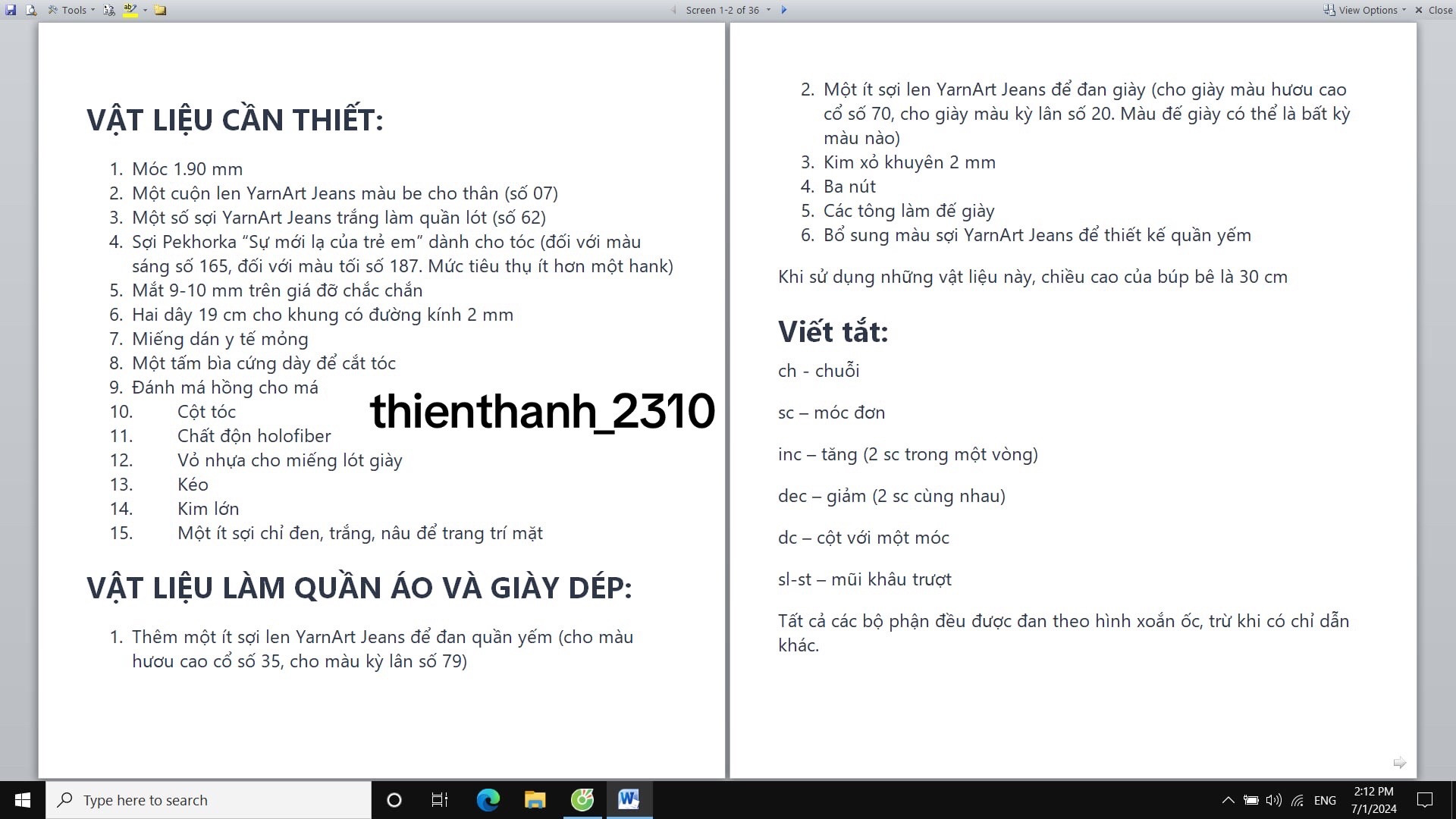 Hướng dẫn chi tiết cách móc búp bê Alisha mặc đồ ngủ công chúa và hươu cao cổ bằng len YarnArt Jeans