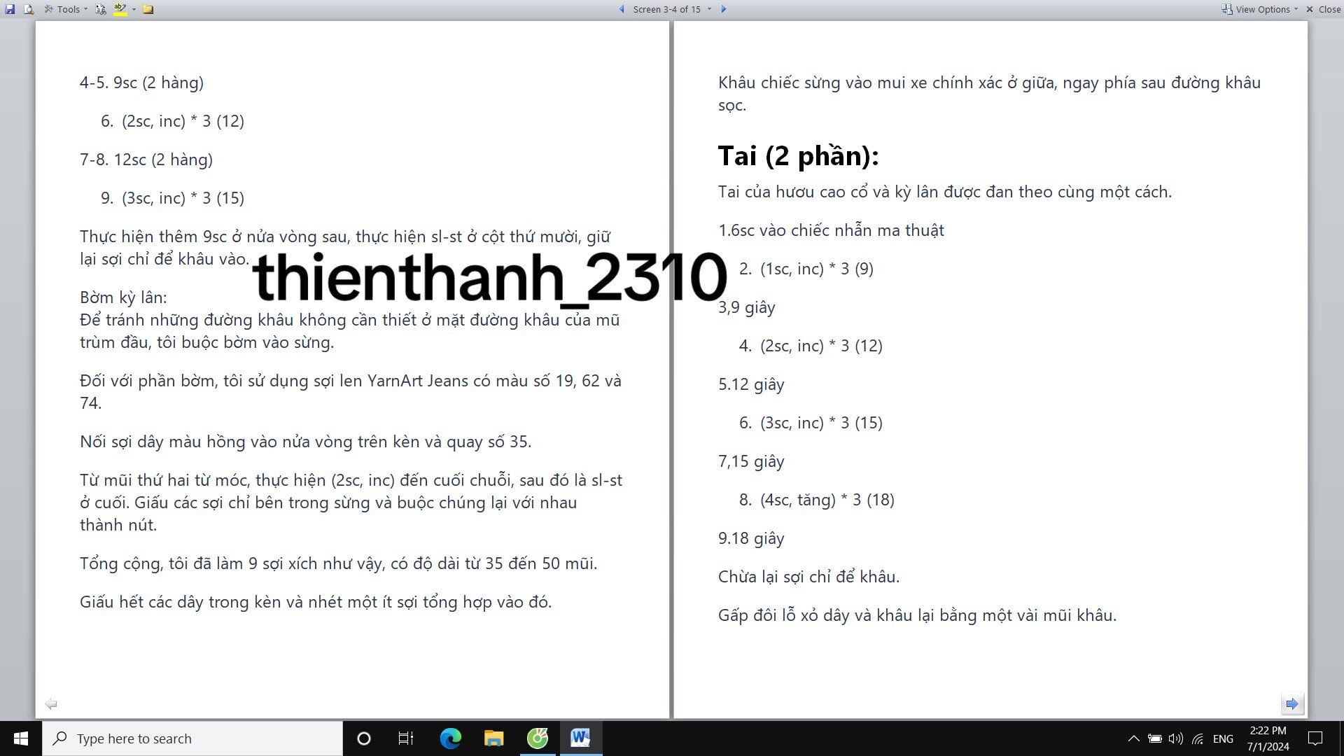 Hướng dẫn chi tiết cách móc búp bê Alisha mặc đồ ngủ công chúa và hươu cao cổ bằng len YarnArt Jeans