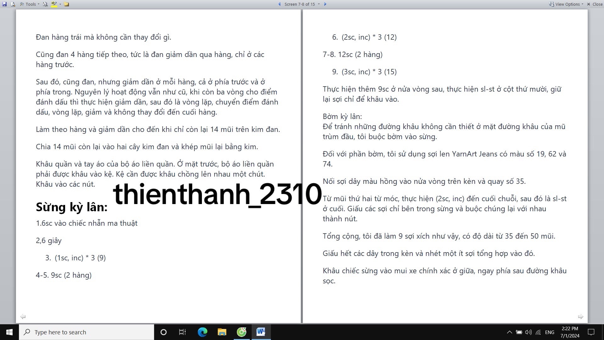 Hướng dẫn chi tiết cách móc búp bê Alisha mặc đồ ngủ công chúa và hươu cao cổ bằng len YarnArt Jeans