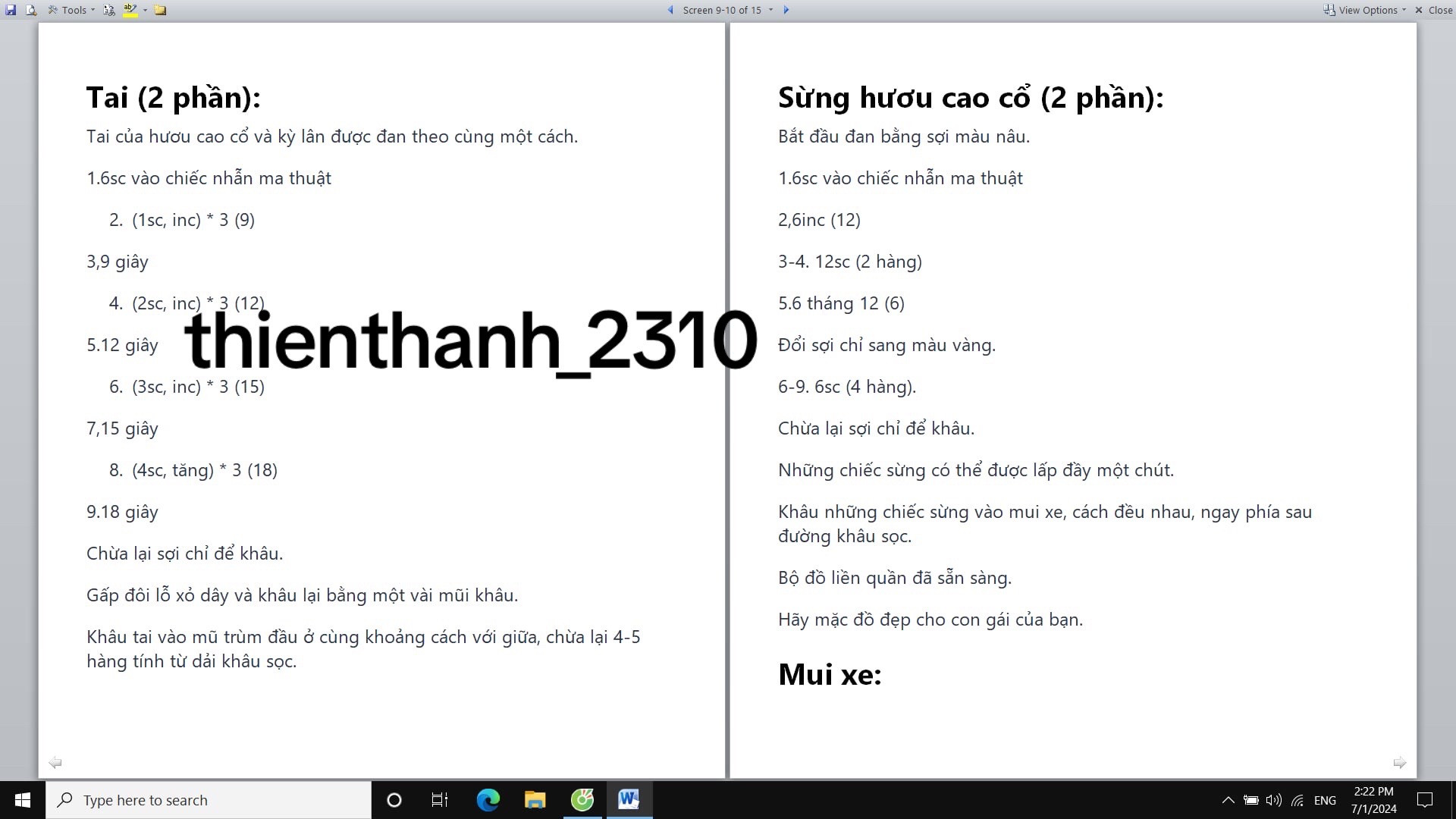 Hướng dẫn chi tiết cách móc búp bê Alisha mặc đồ ngủ công chúa và hươu cao cổ bằng len YarnArt Jeans