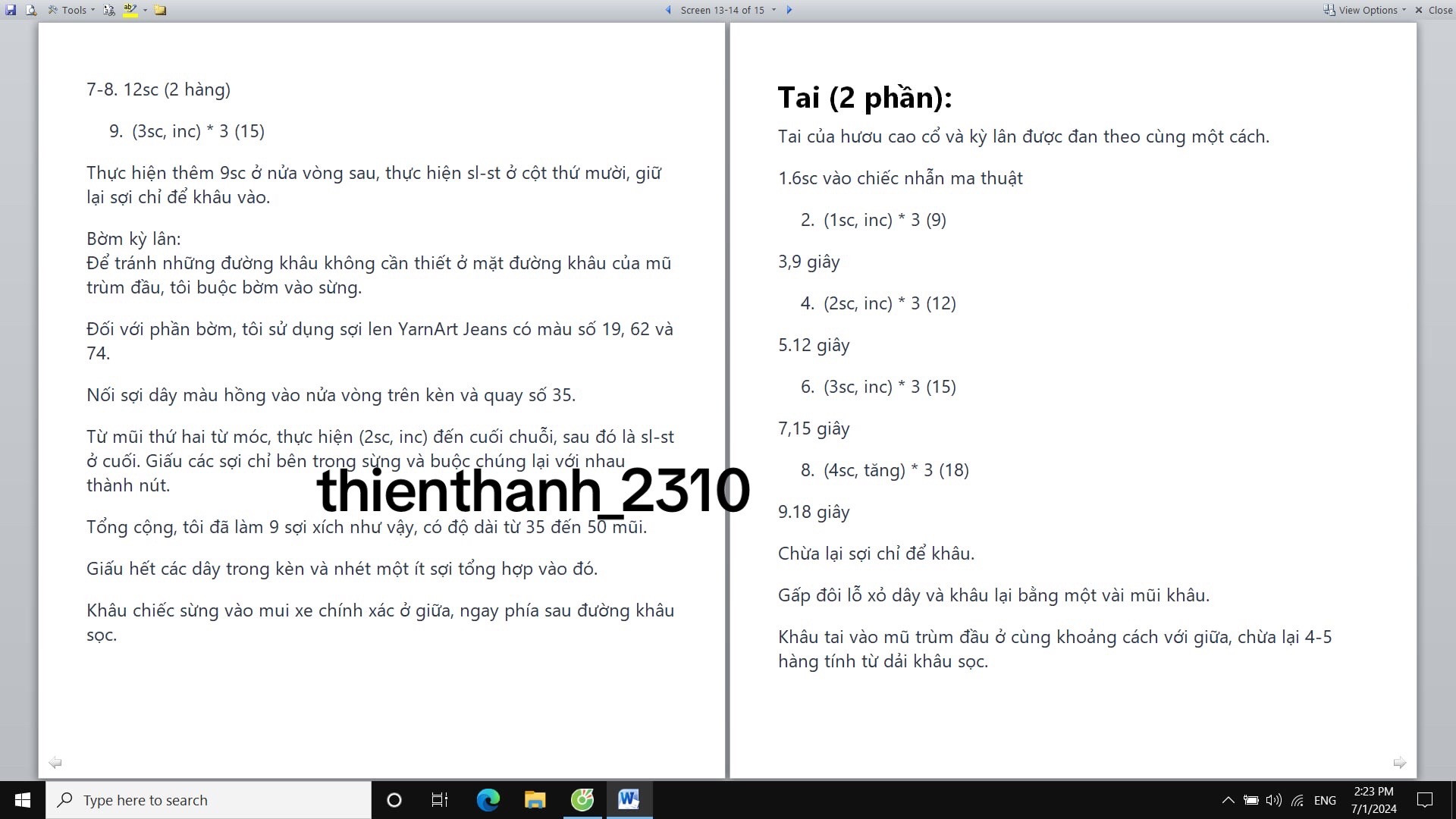 Hướng dẫn chi tiết cách móc búp bê Alisha mặc đồ ngủ công chúa và hươu cao cổ bằng len YarnArt Jeans