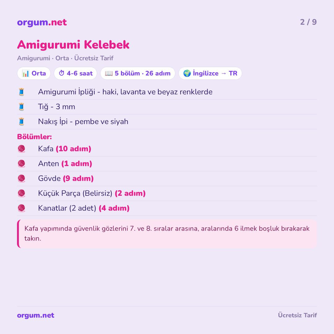 Hướng dẫn chi tiết cách móc búp bê Amigurumi Kelebek màu tím và trắng